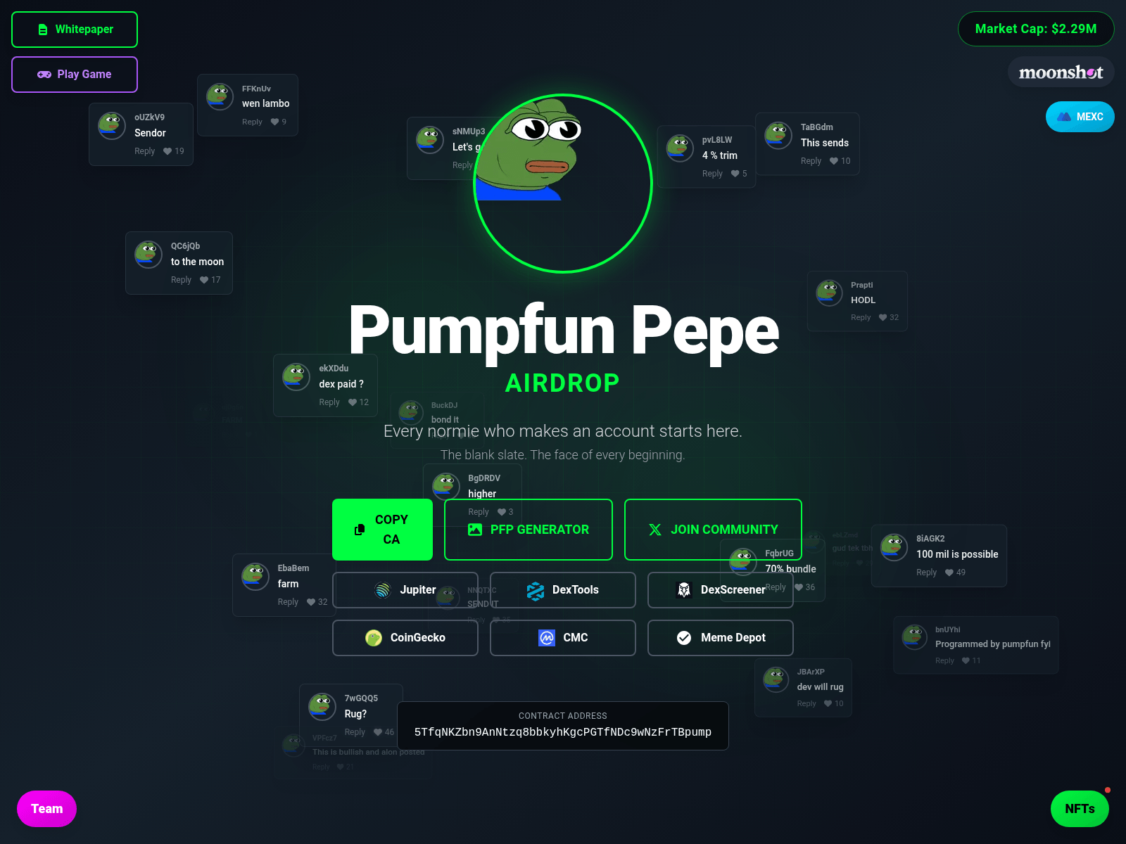 Screenshot of pfpepe.finance