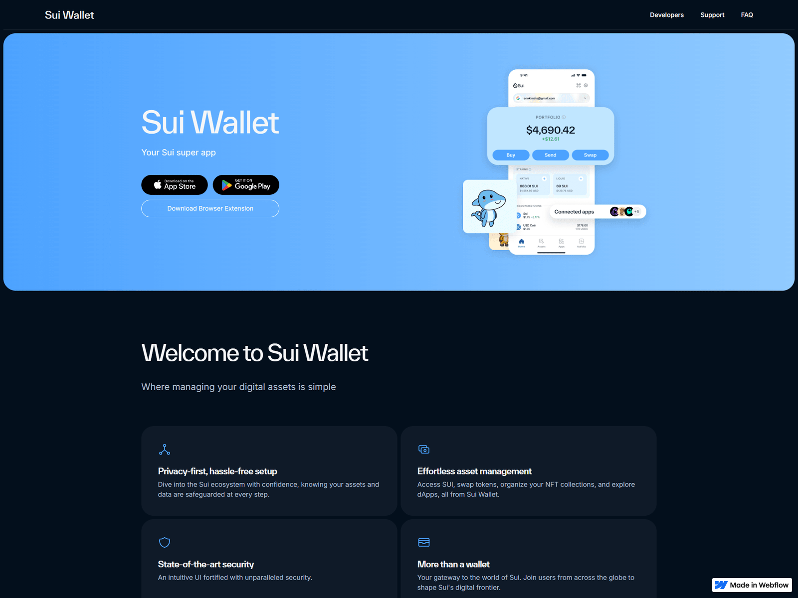 Screenshot of support-sui-io.webflow.io