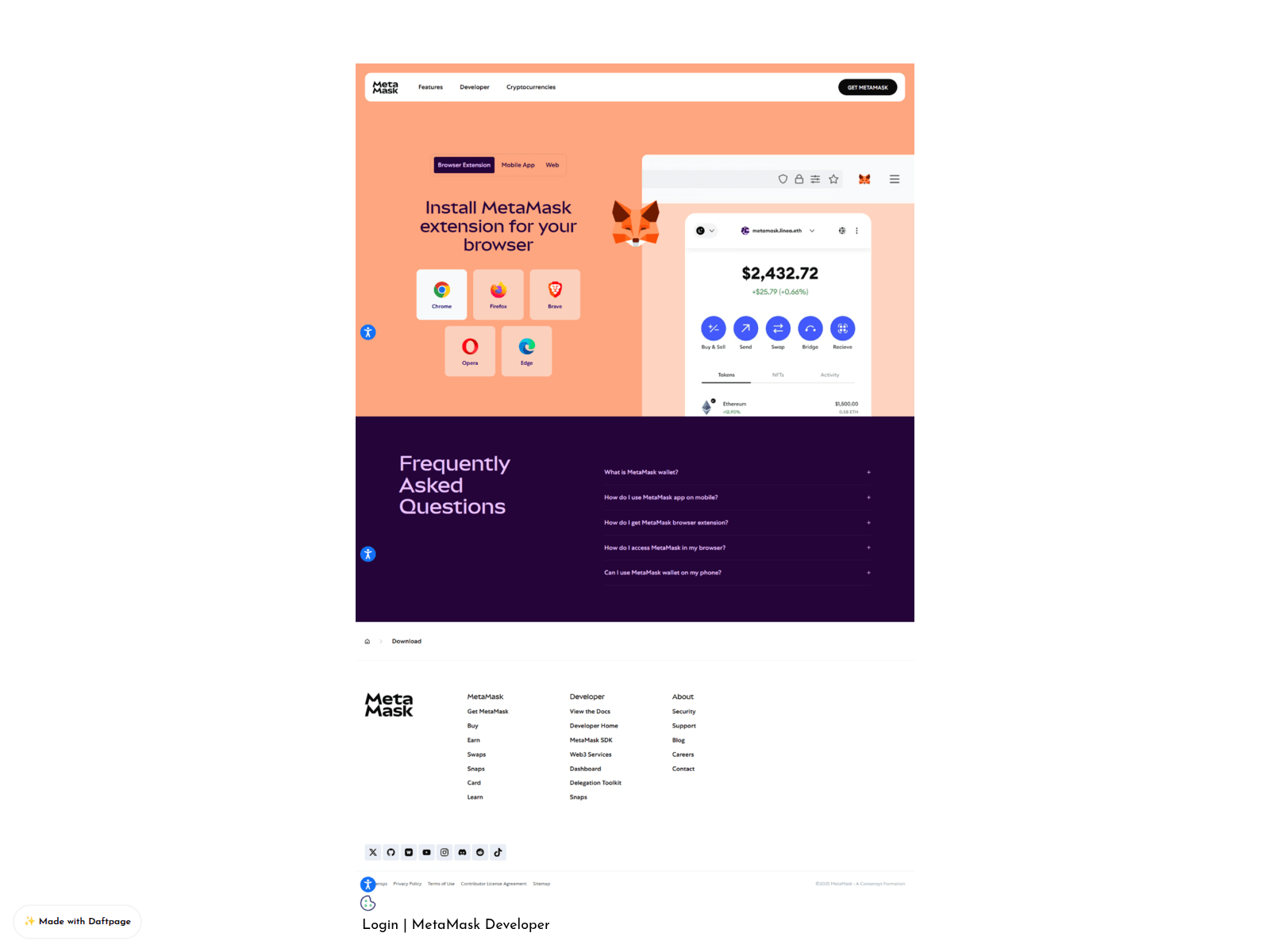 Screenshot of auth-sso-metamask.daftpage.com