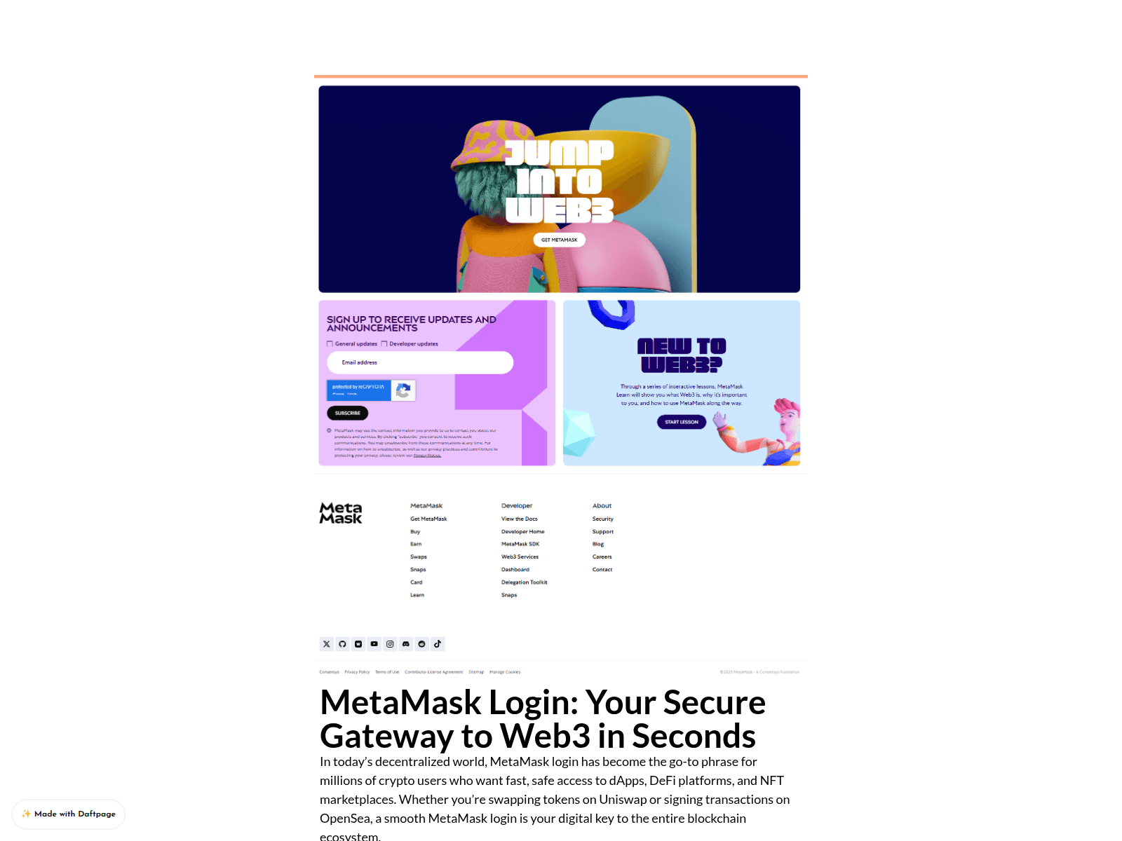 Screenshot of welcome-metamask-help.daftpage.com