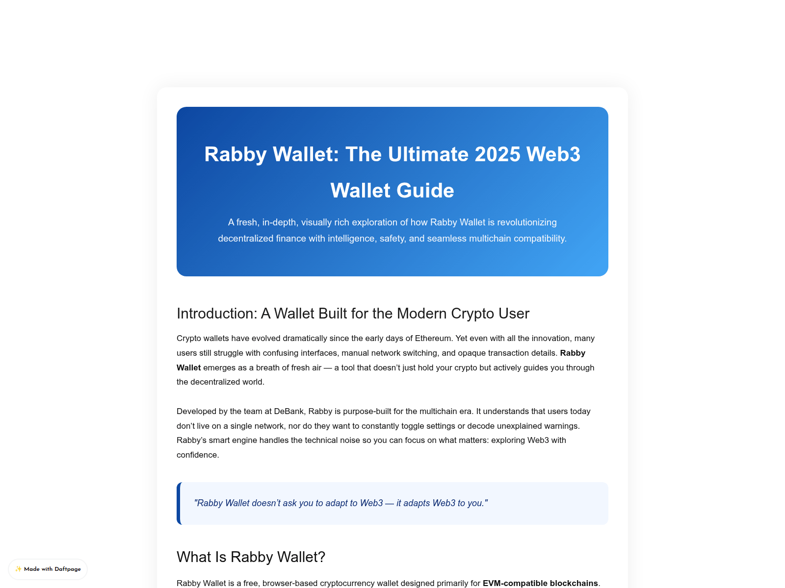 Screenshot of rabbywallet-support.daftpage.com