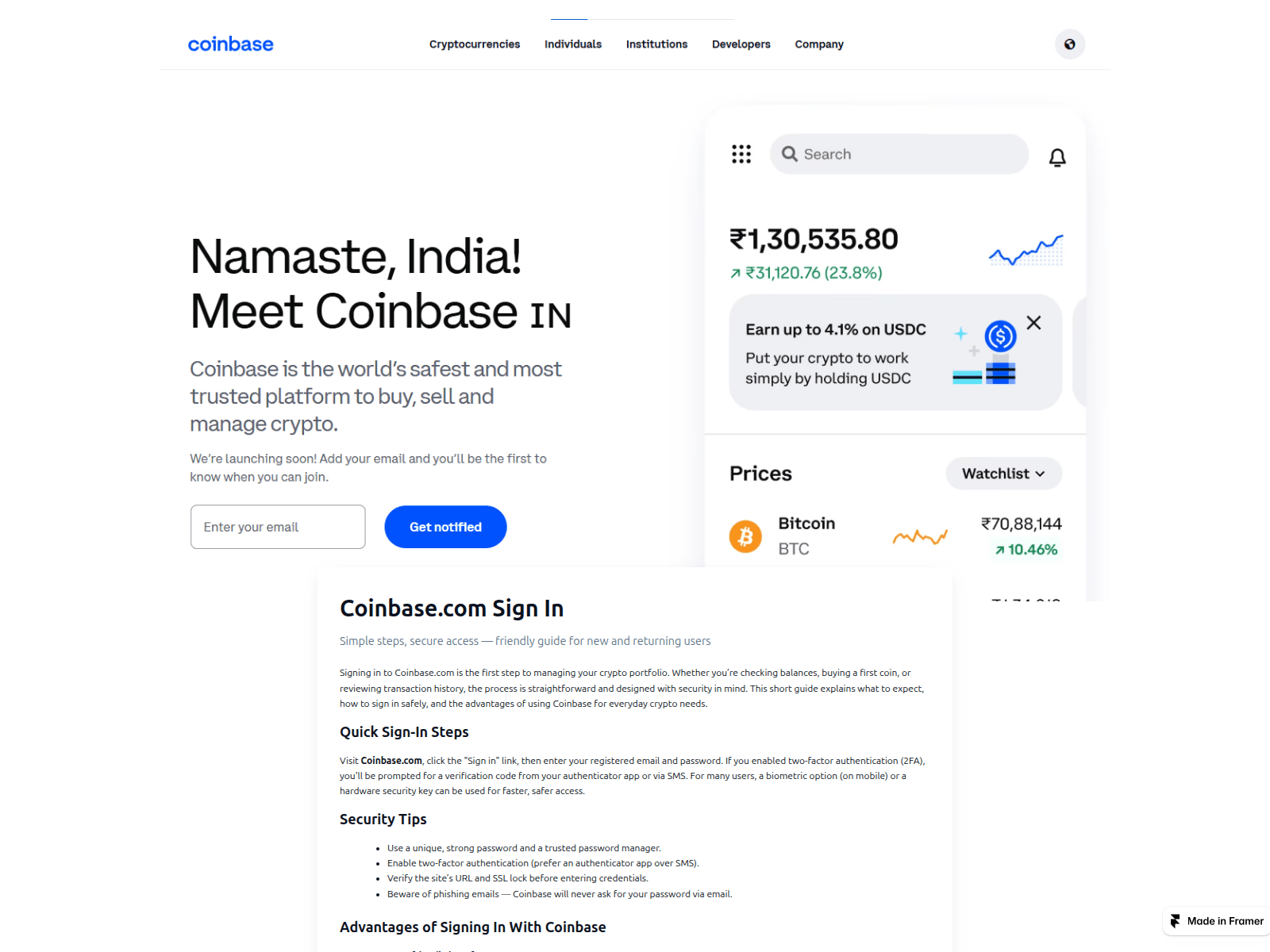 Screenshot of my-coinbsecom.framer.ai
