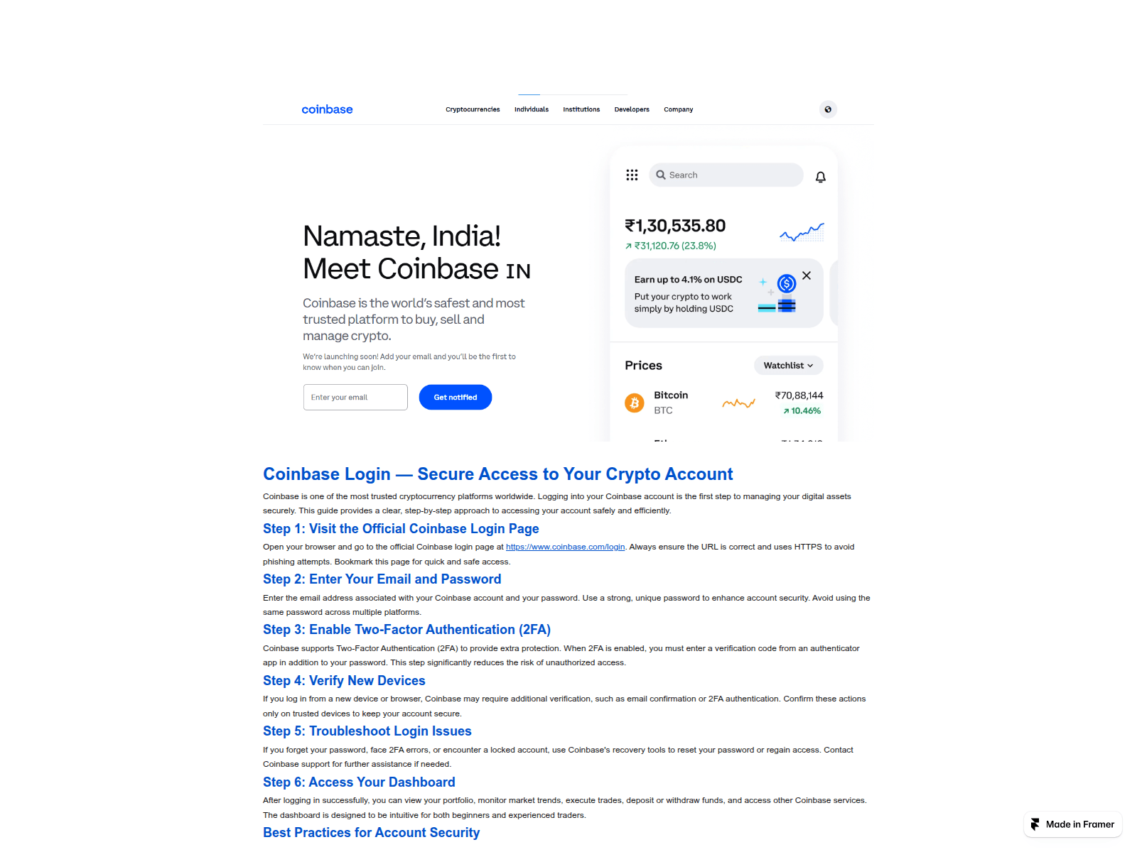 Screenshot of coinbase-web.framer.media