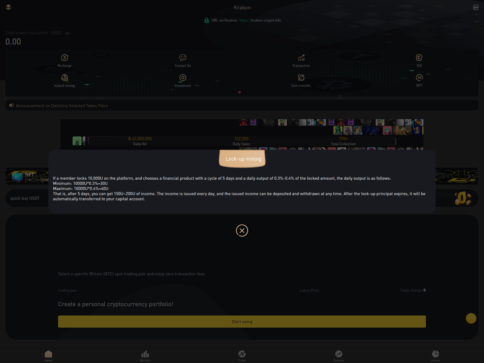 Screenshot of kraken-crypot.info
