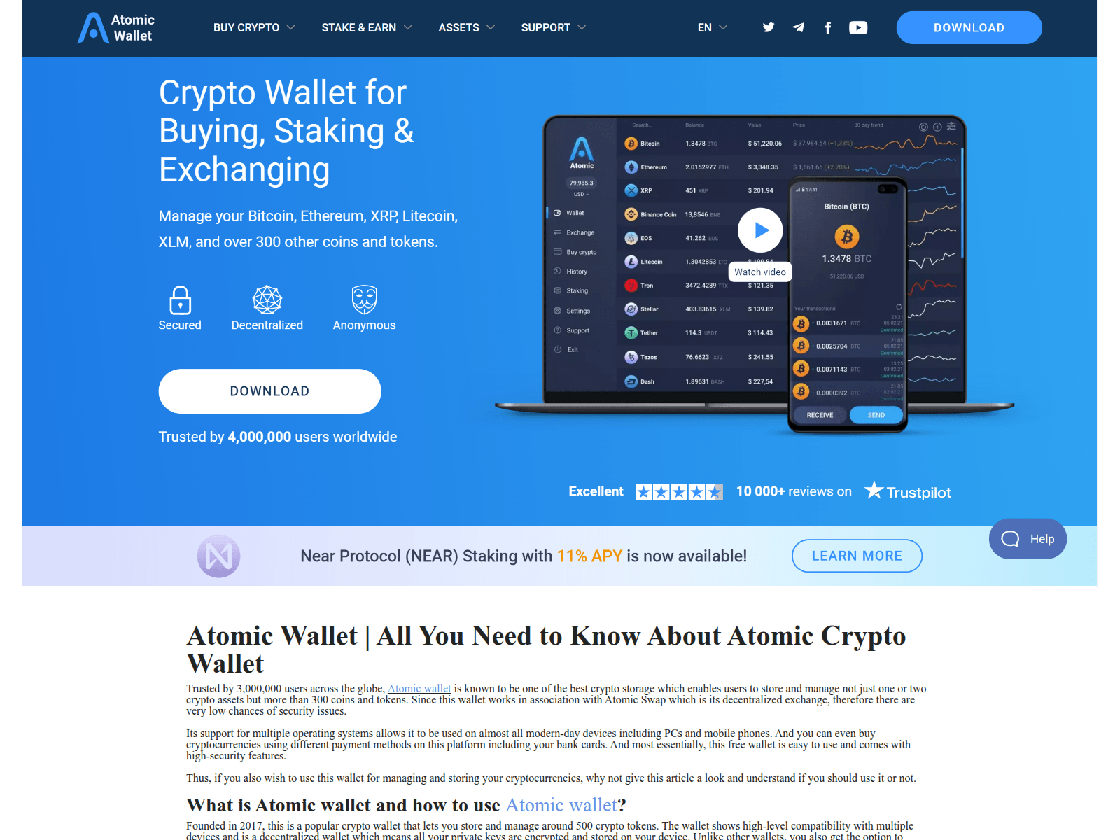 Screenshot of aomicwallet.github.io