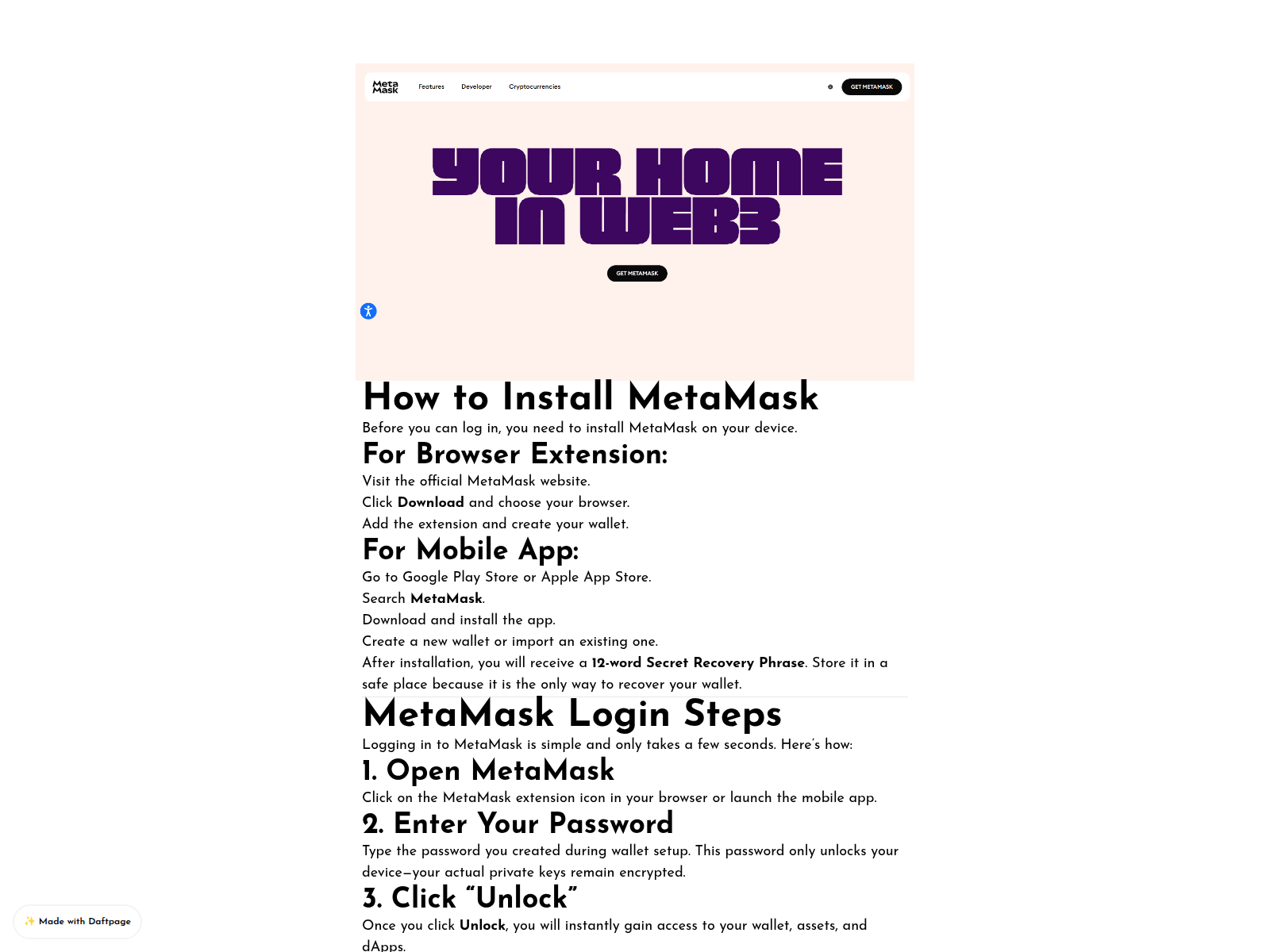 Screenshot of support-metamakd-com.daftpage.com