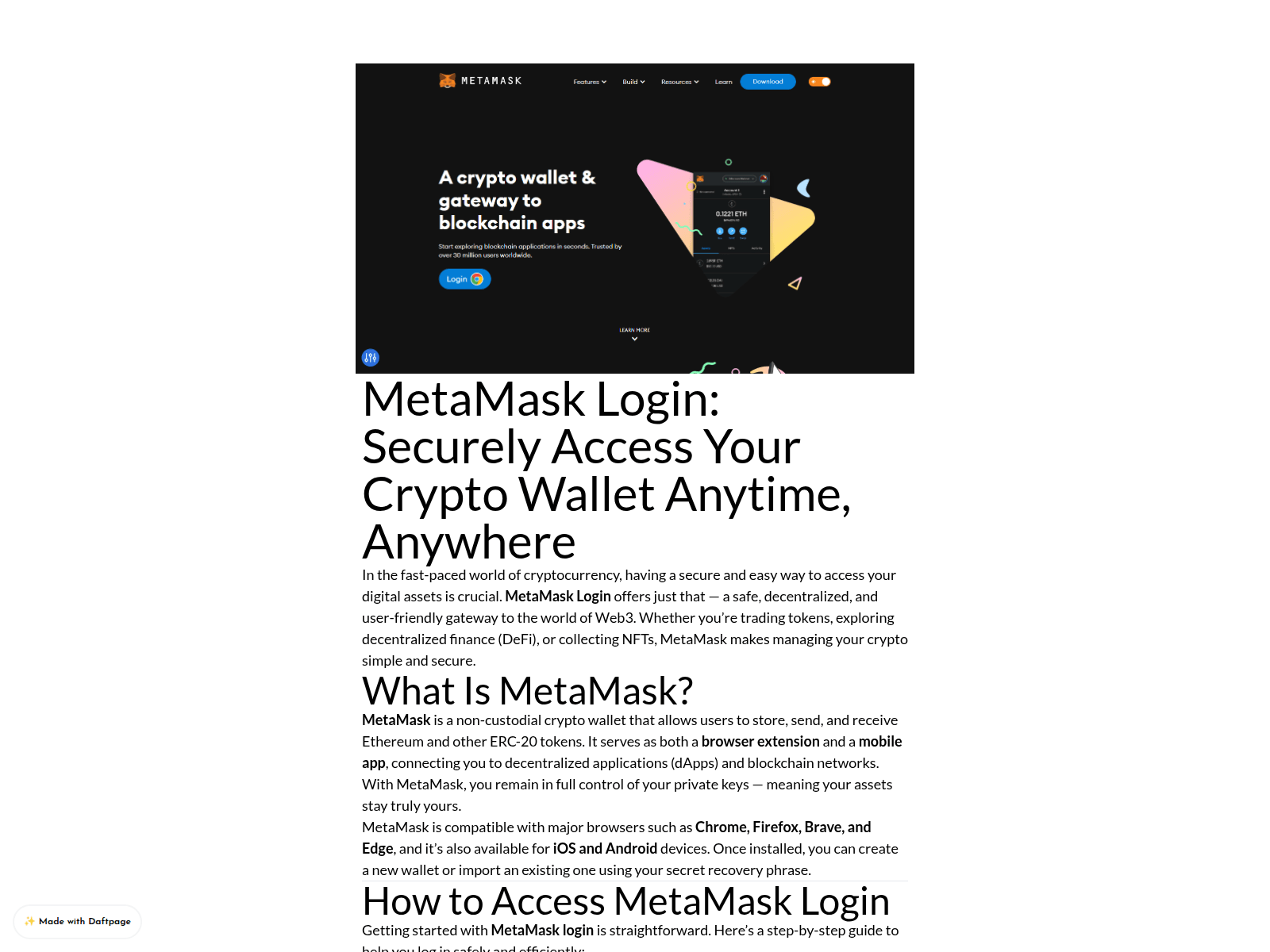 Screenshot of doc-metamask-web.daftpage.com