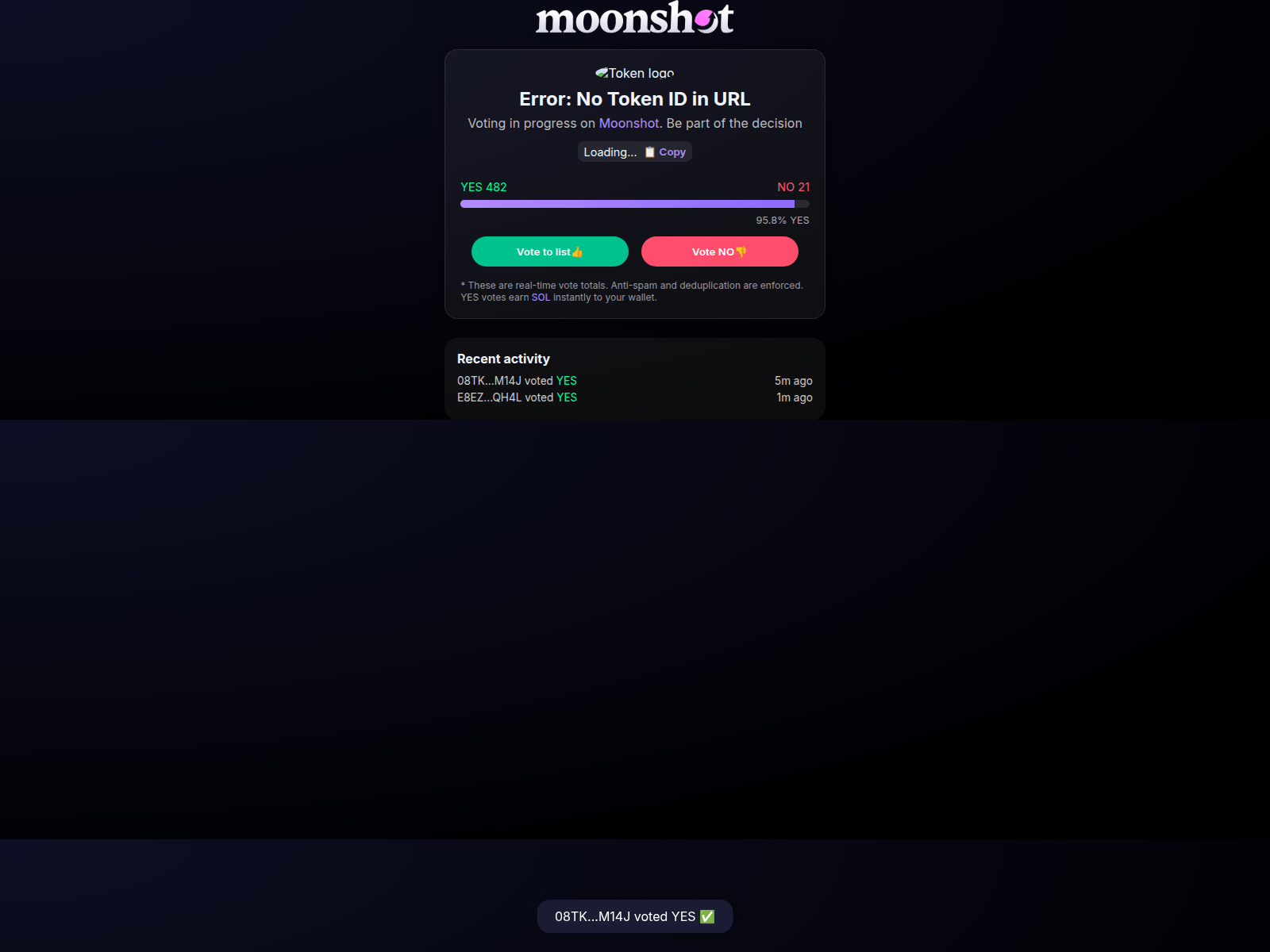 Screenshot of moonshotvoting.xyz