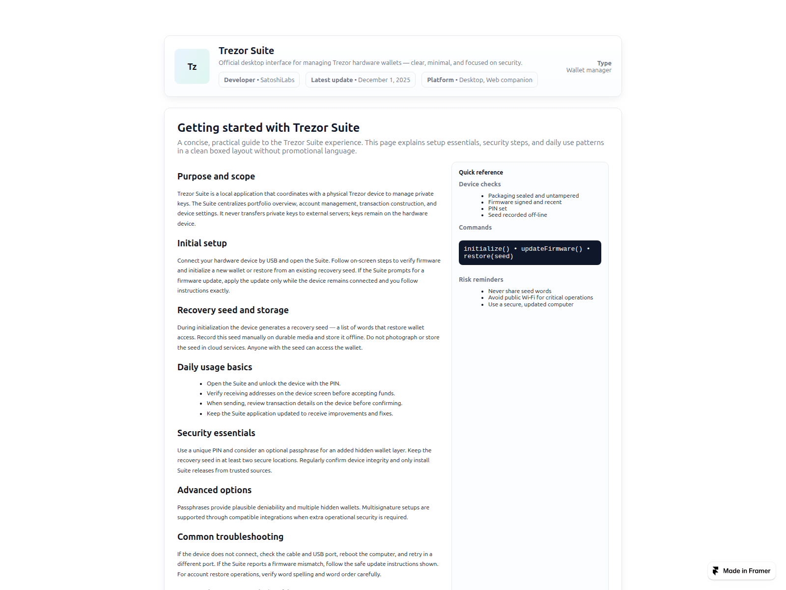 Screenshot of trezzrsuite.framer.ai