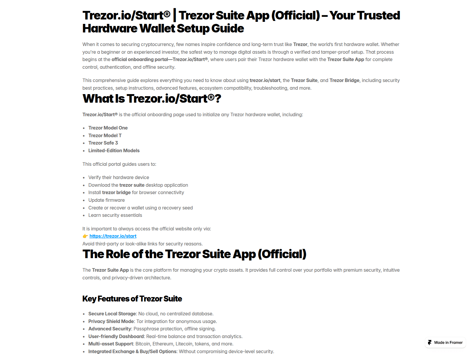 Screenshot of trzr-started.framer.ai