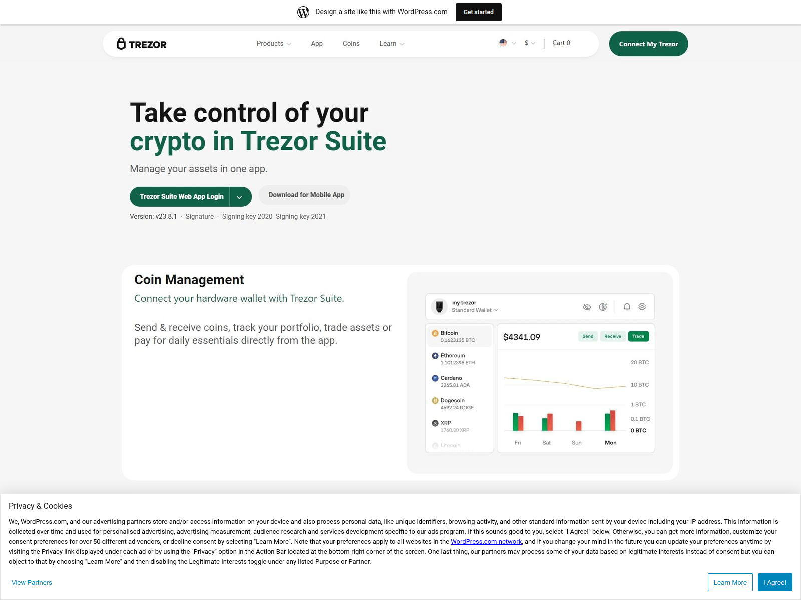 Screenshot of starttrezor.wordpress.com