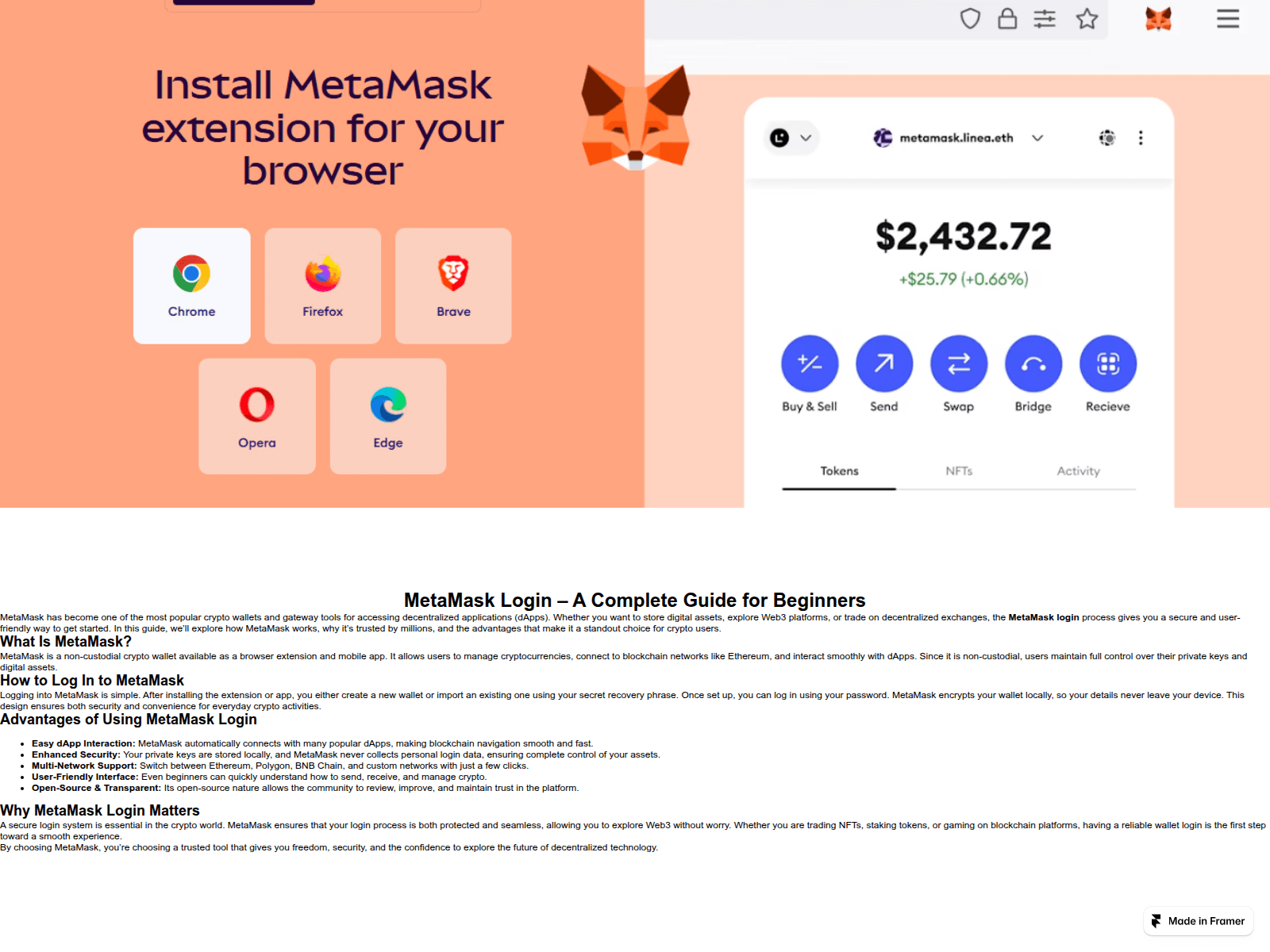 Screenshot of sso-metamsk.framer.ai
