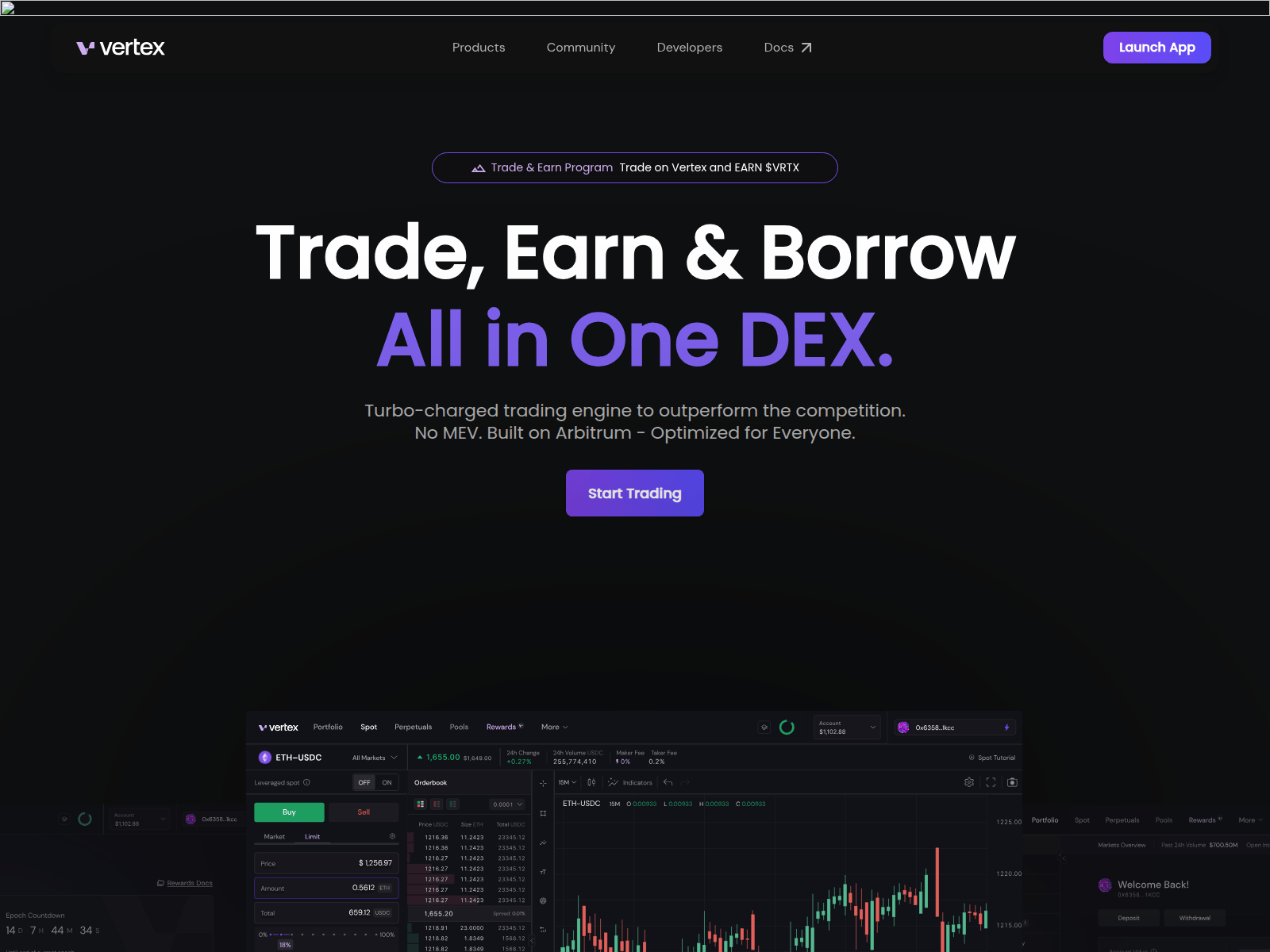 Screenshot of vertex-finance.xyz