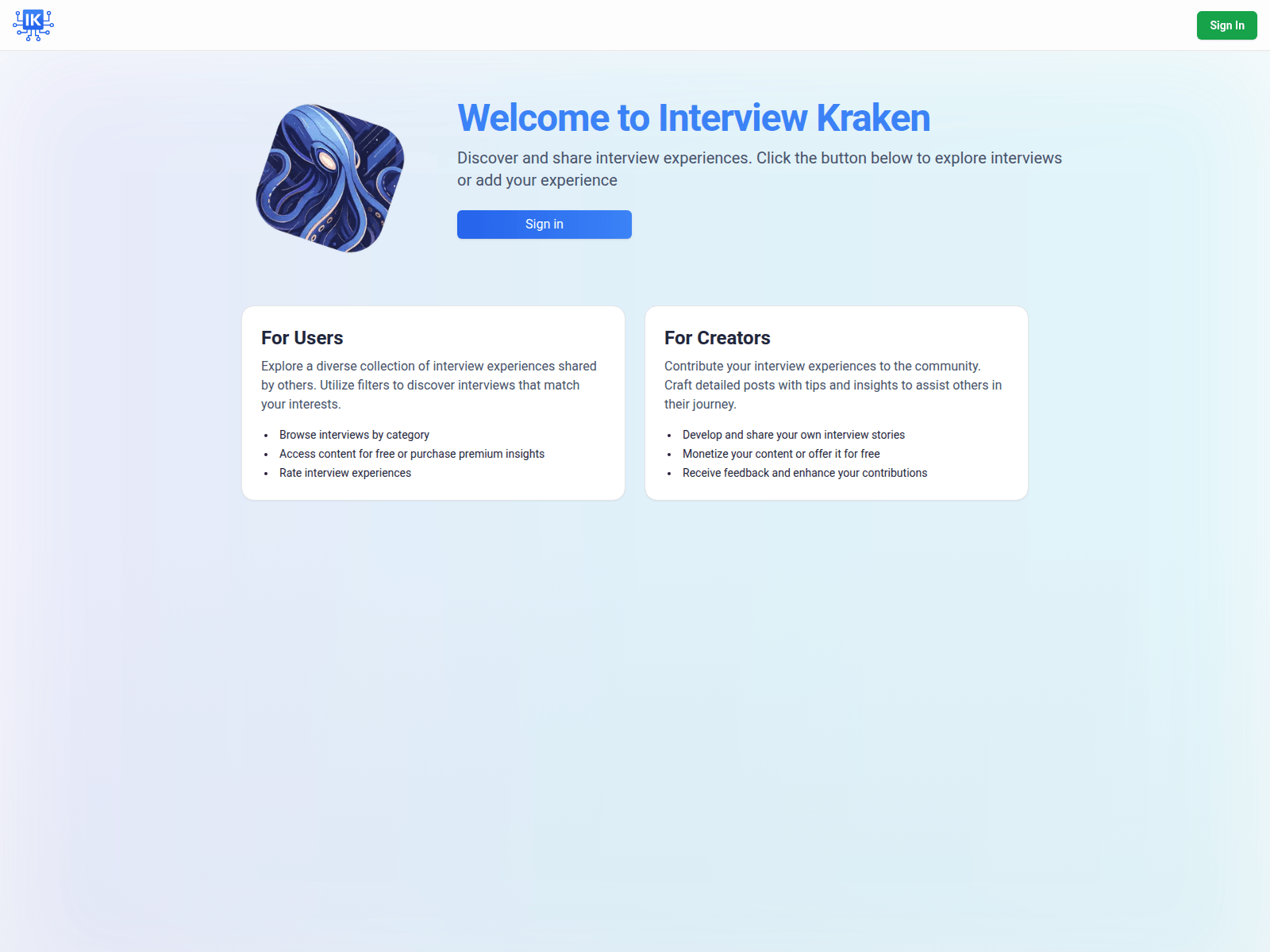 Screenshot of interview-kraken.netlify.app