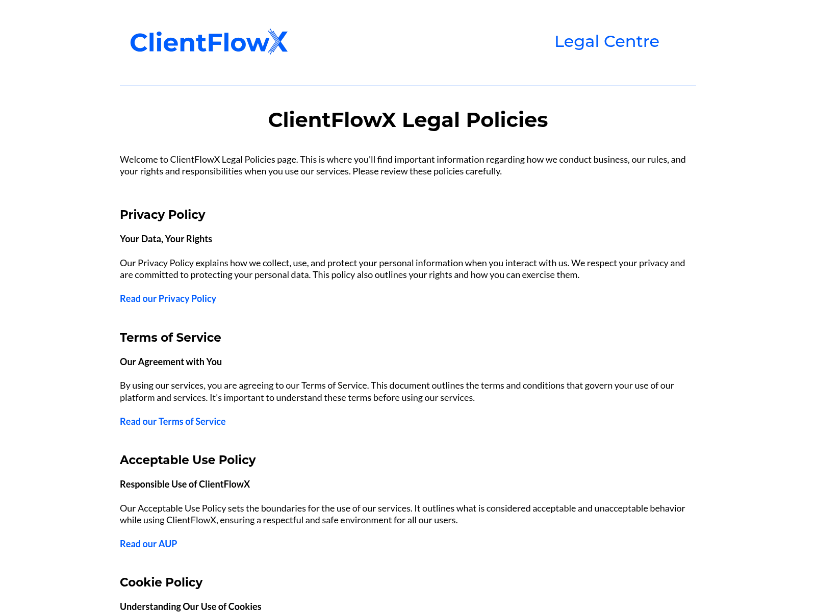 Screenshot of legal.clientflowx.com