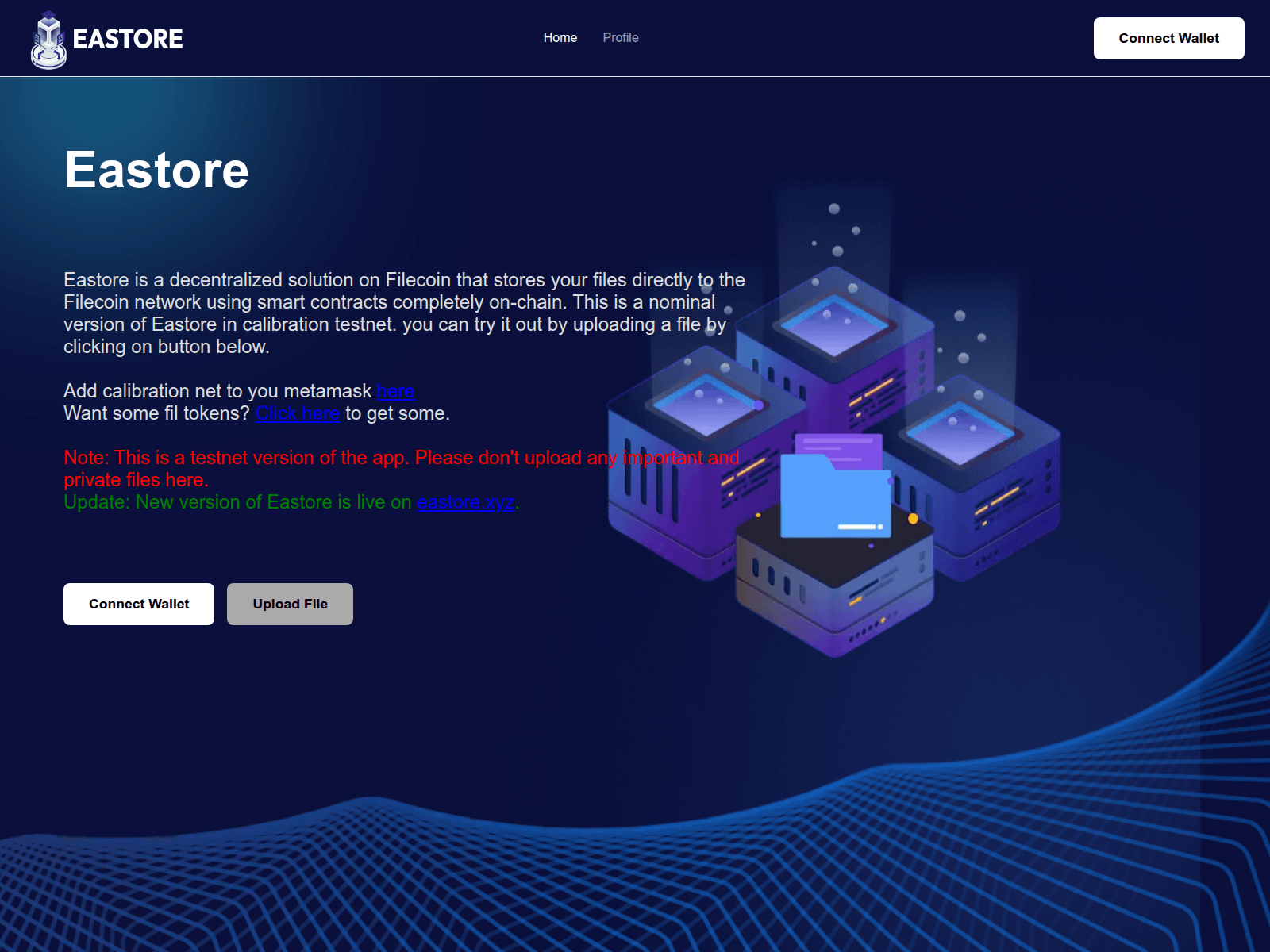 Screenshot of eastore-filecoin.vercel.app