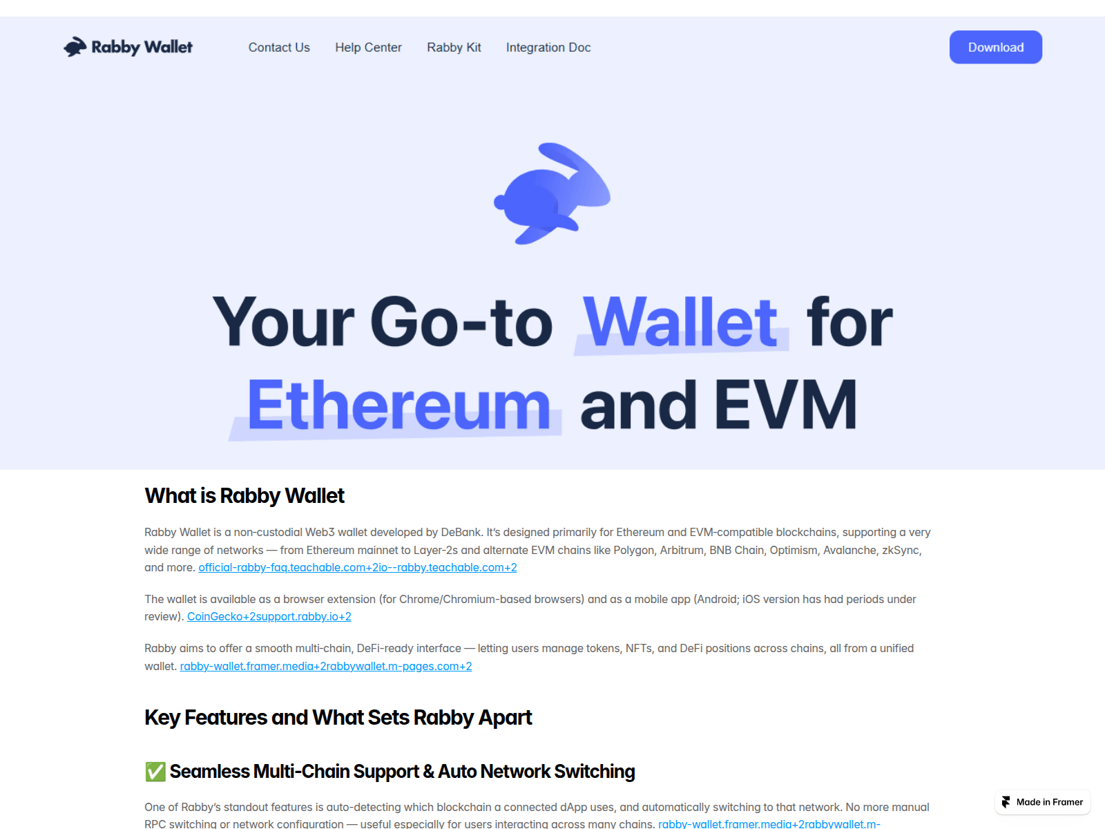 Screenshot of hub-rabbywallet.framer.media