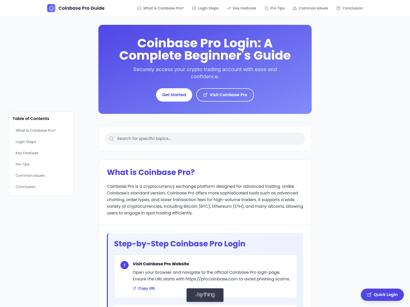 Screenshot of coinbaseprolog.created.app