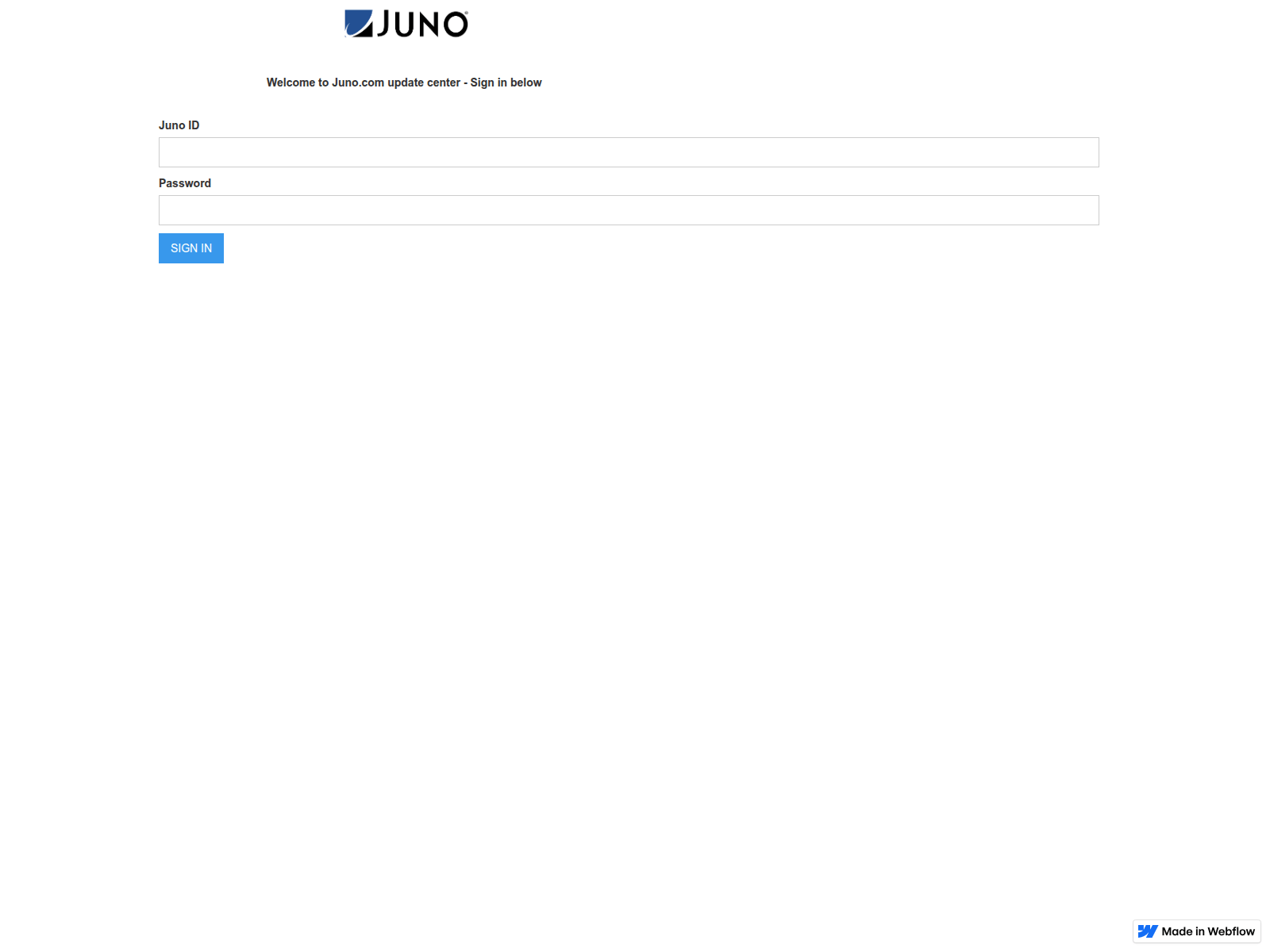 Screenshot of juno-update-24c16f.webflow.io