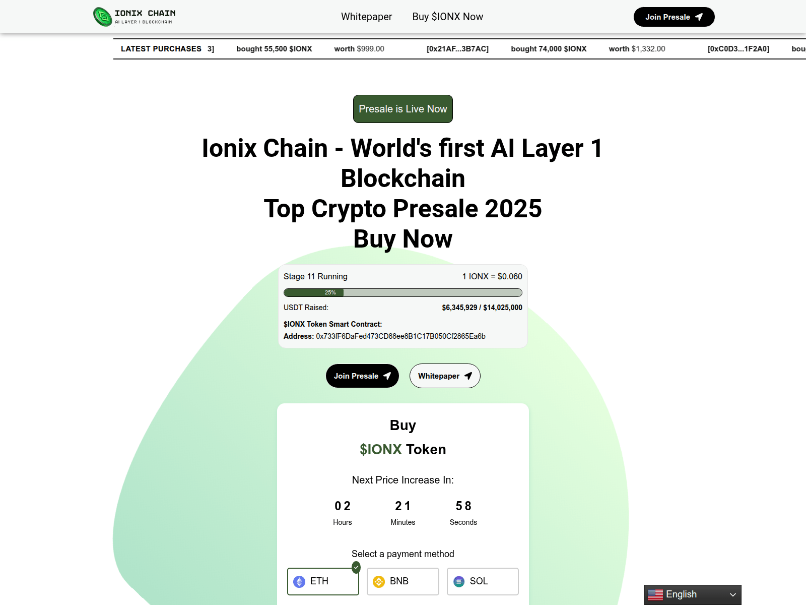Screenshot of ionichain.com