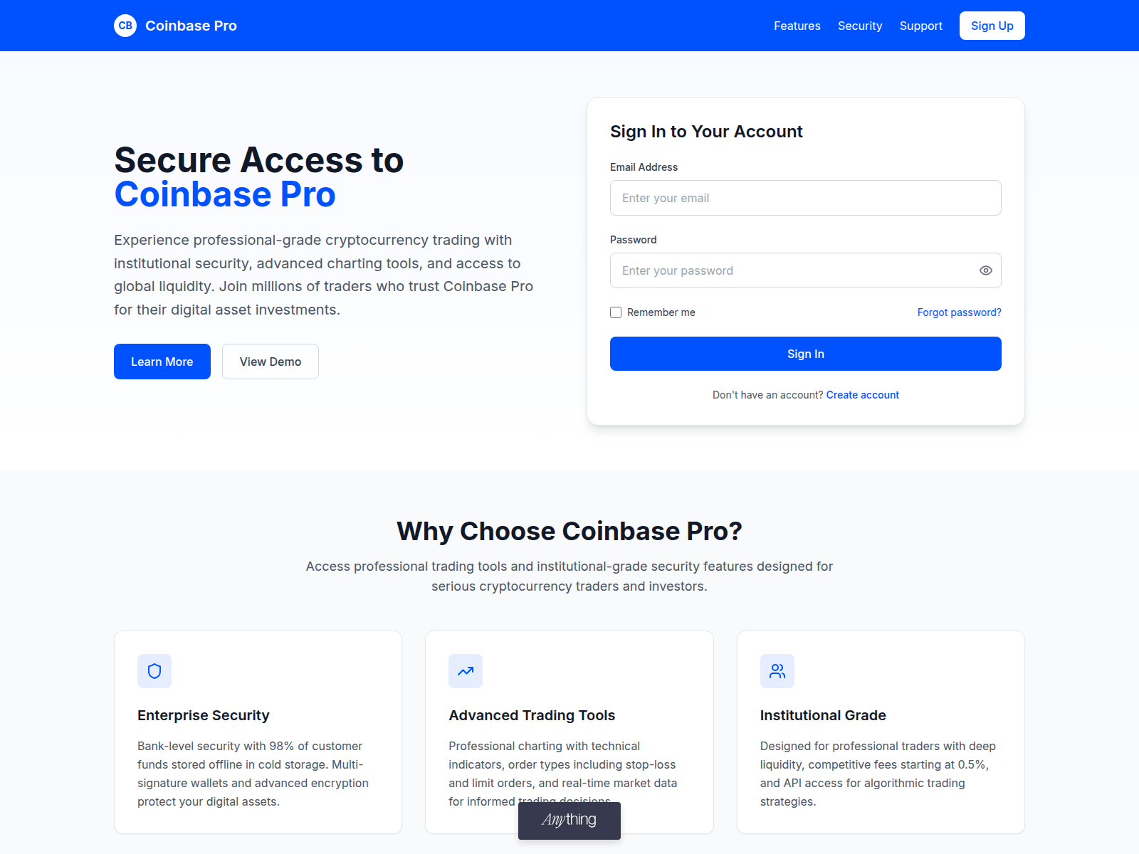 Screenshot of coinbase-pro-lgin.created.app
