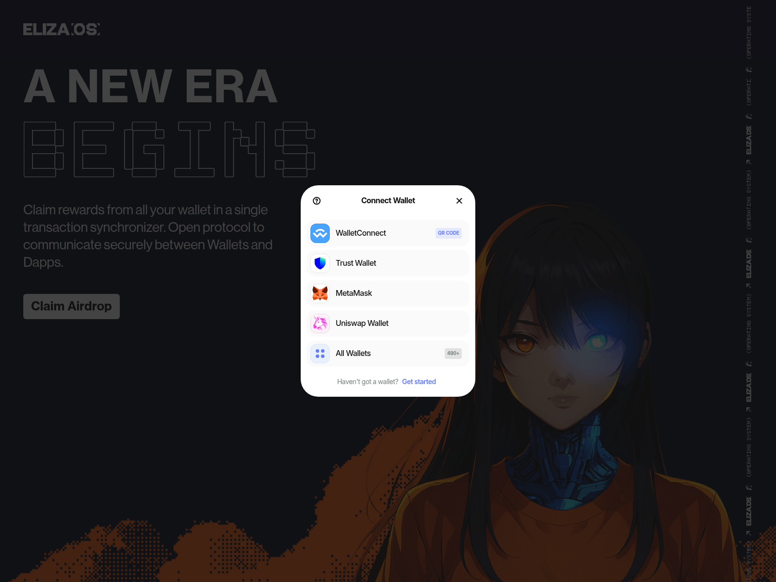 Screenshot of elizaosclaim.com