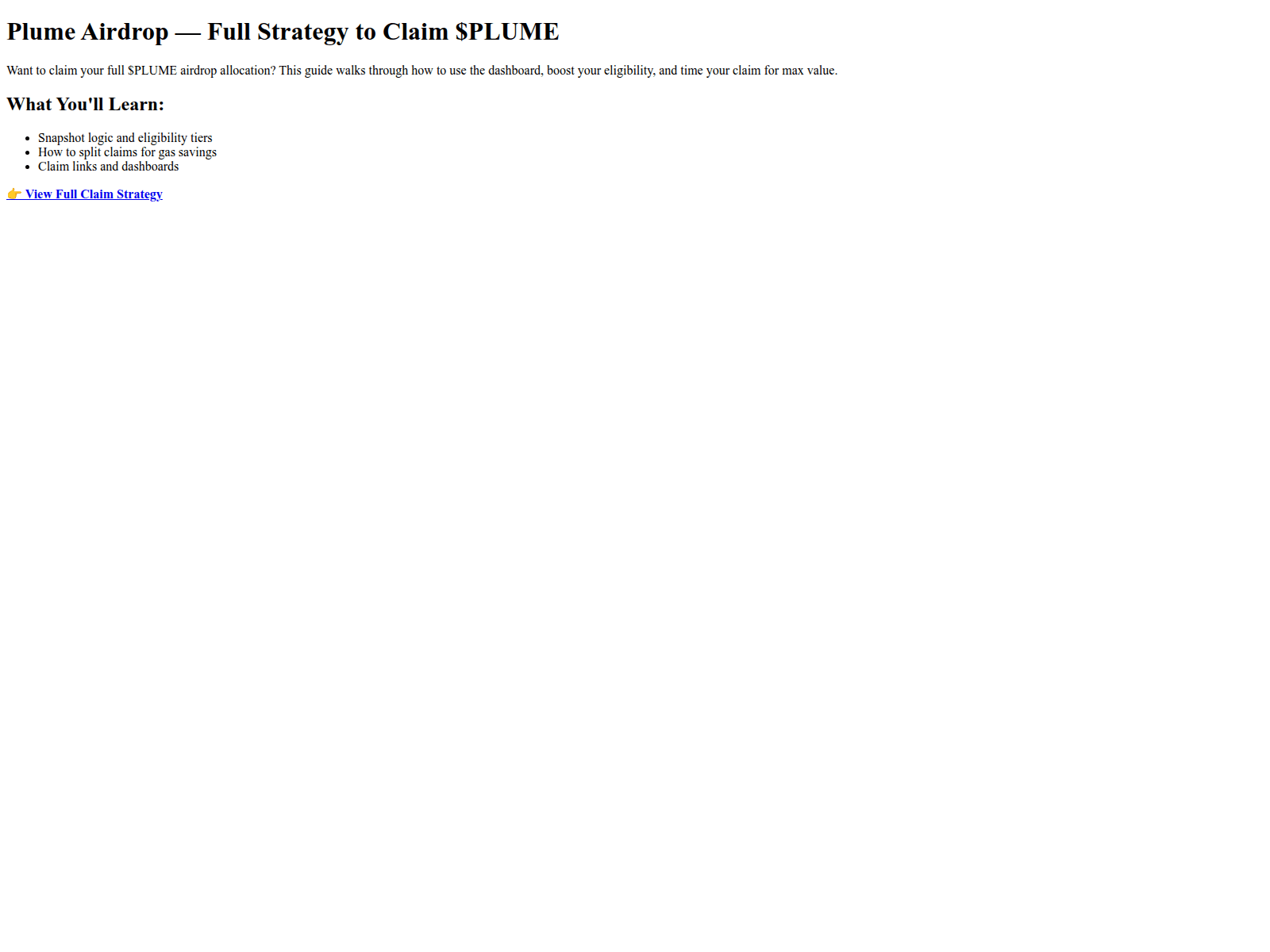 Screenshot of plume-airdrop-claim-strategy.pages.dev