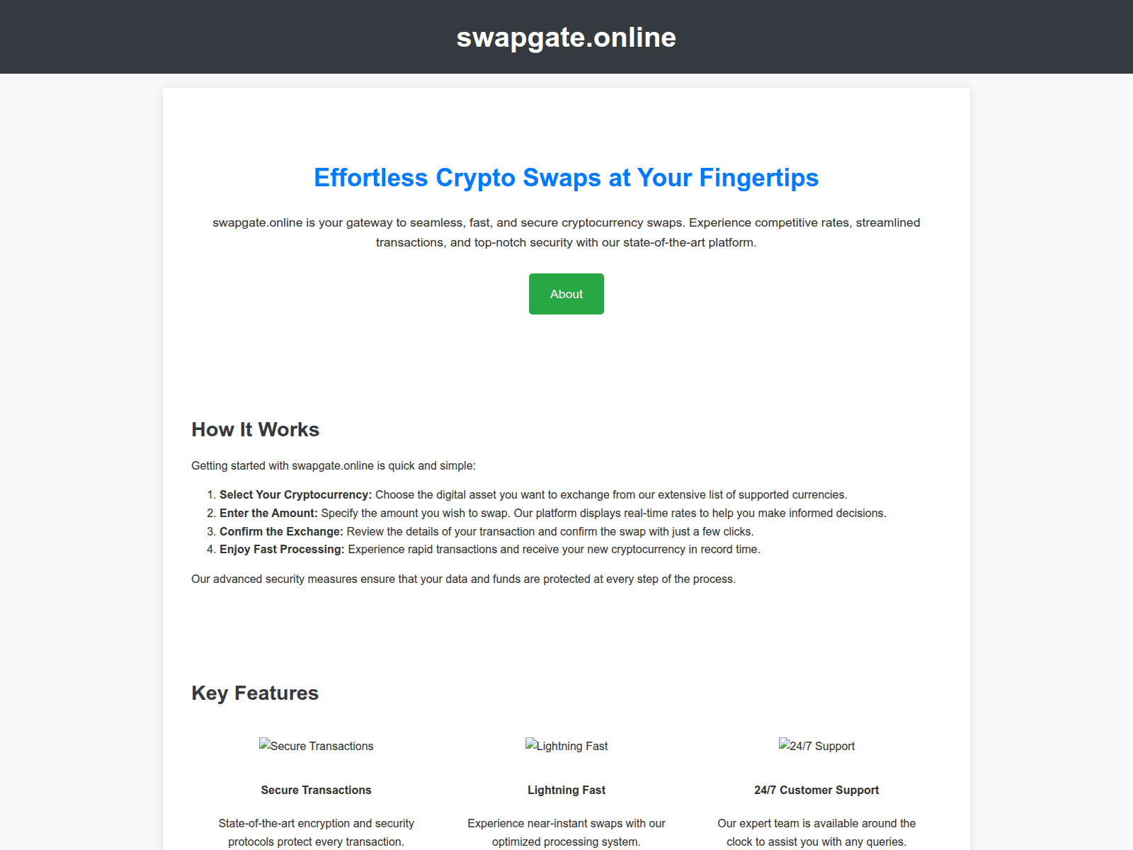 Screenshot of swapgate.online