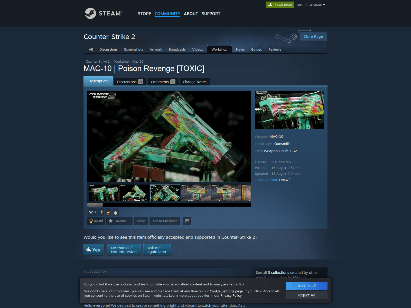 Screenshot of steam.workshopmodrelease.com