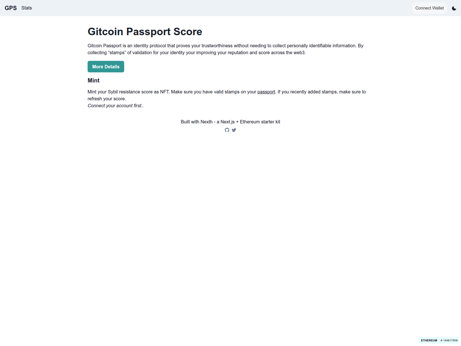 Screenshot of passport-score-nft.vercel.app