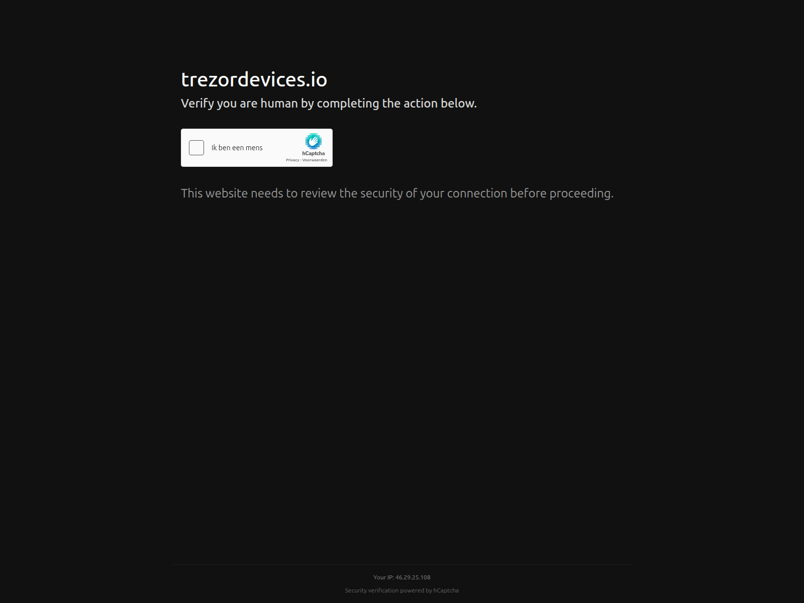 Screenshot of trezordevices.io