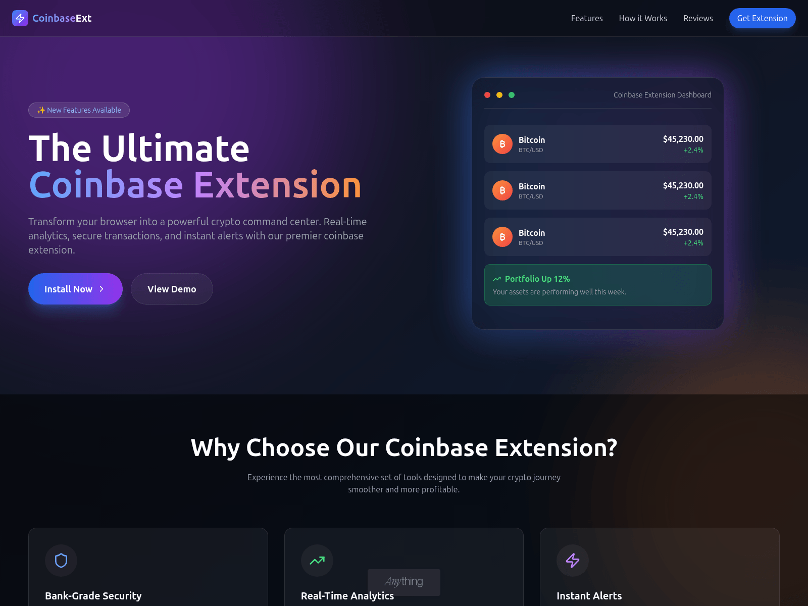 Screenshot of coinbasextension.created.app