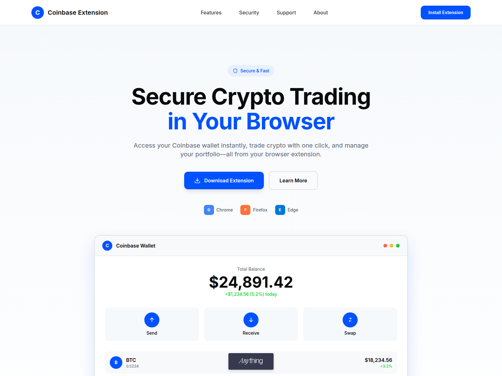 Screenshot of action-coinbase-exten.created.app