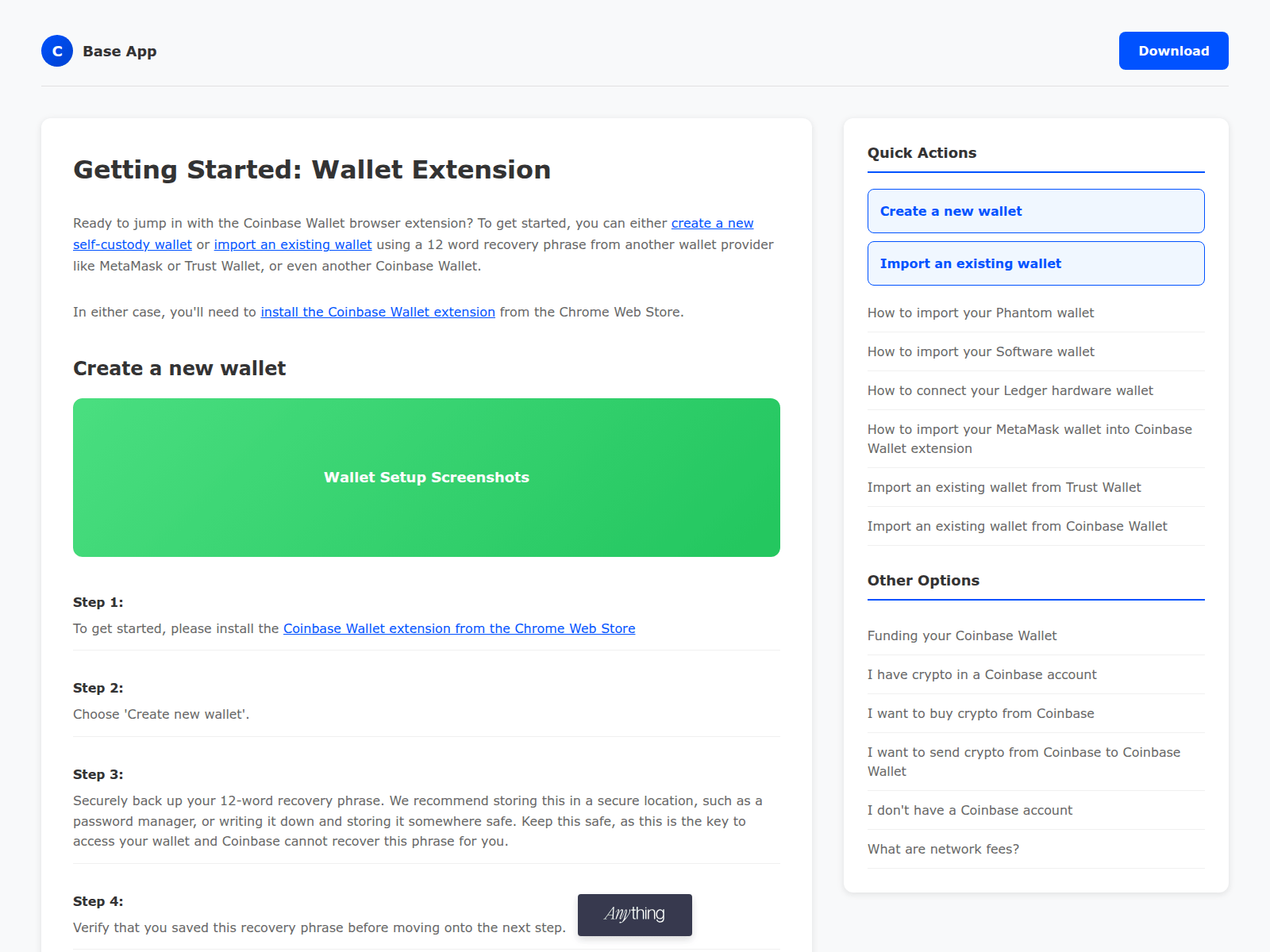 Screenshot of coinbase-chrome-exten-sion.created.app