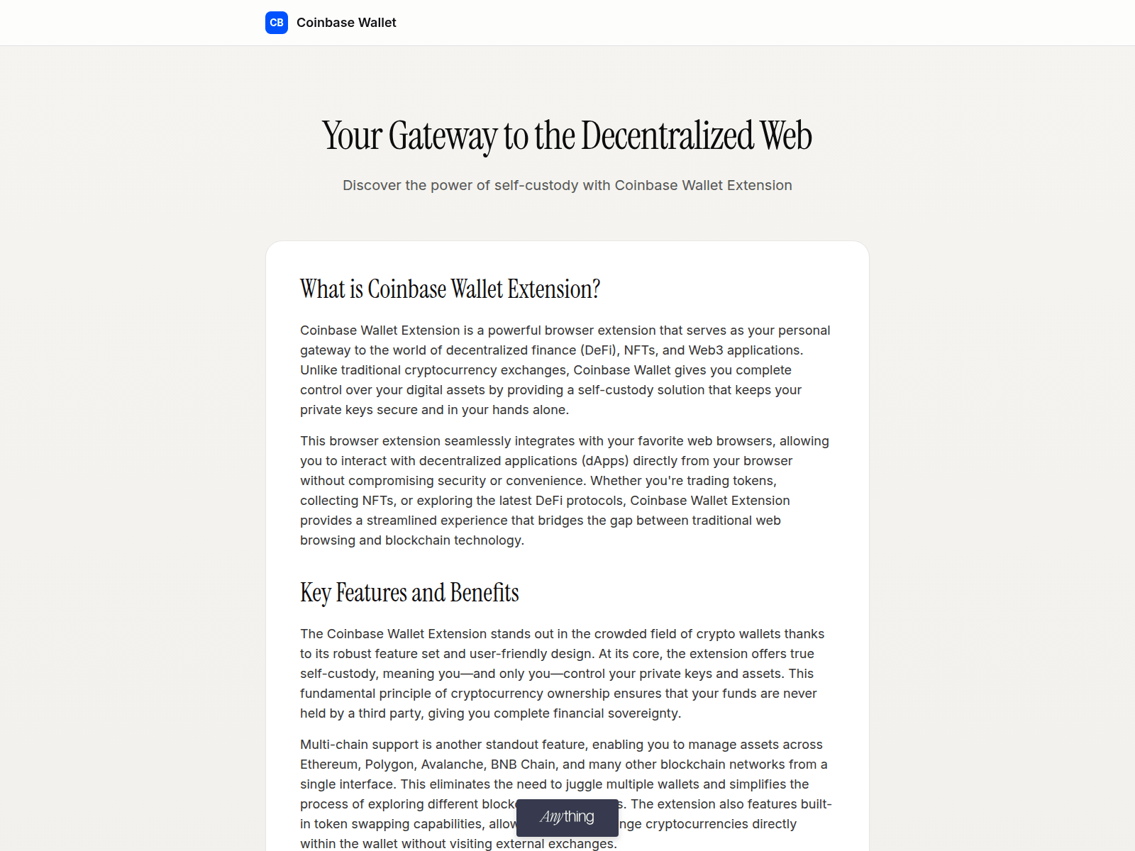 Screenshot of coinbase--extenson.created.app
