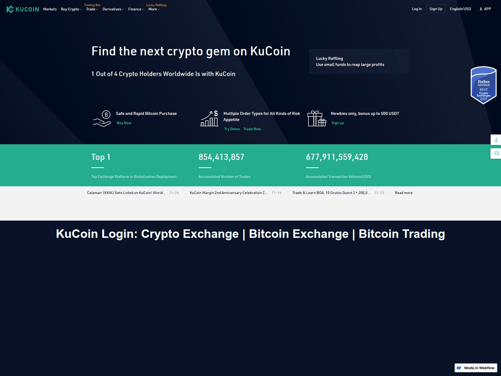 Screenshot of kucoinlogino.webflow.io