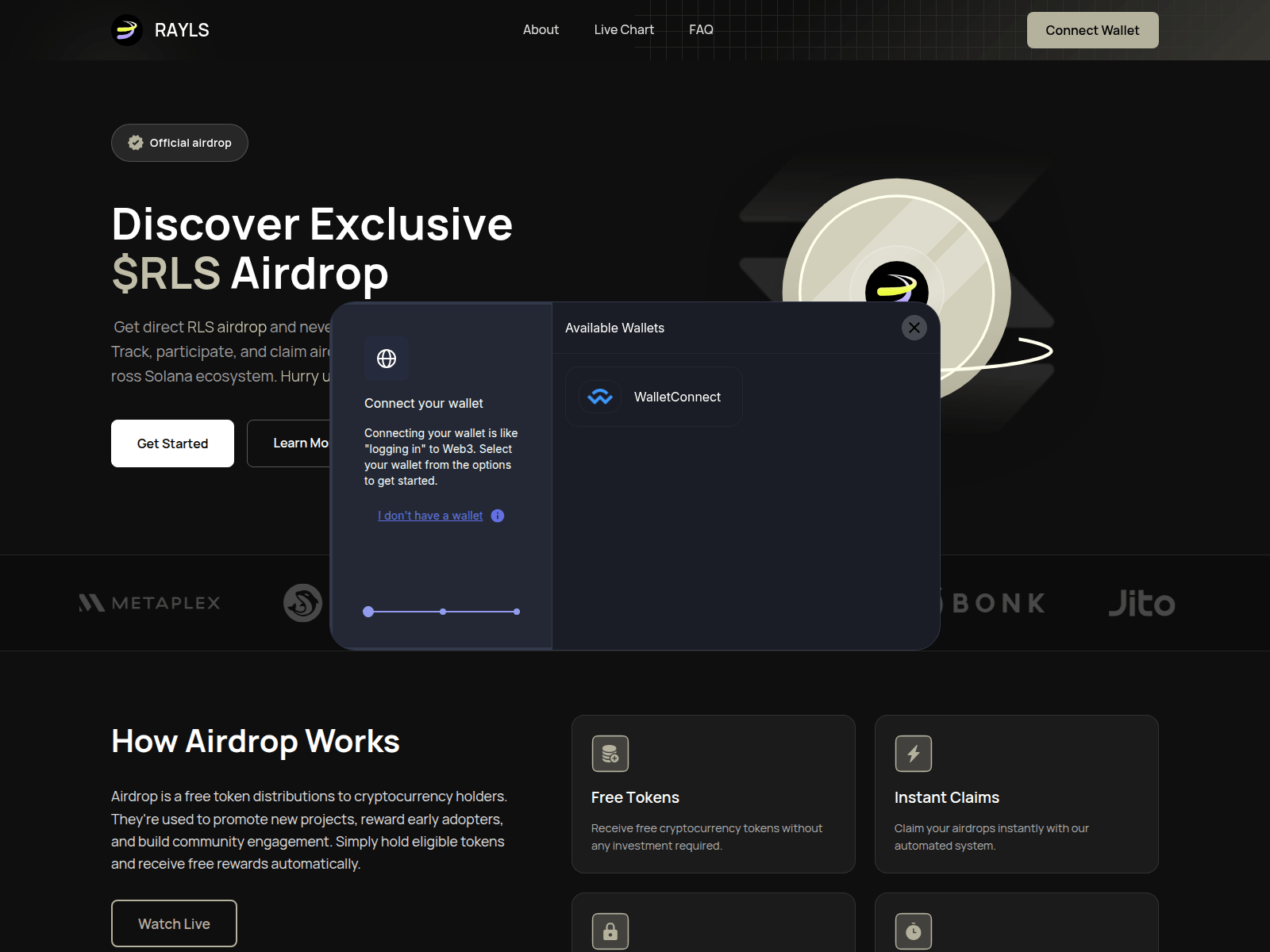 Screenshot of rayls-airdrop.pages.dev