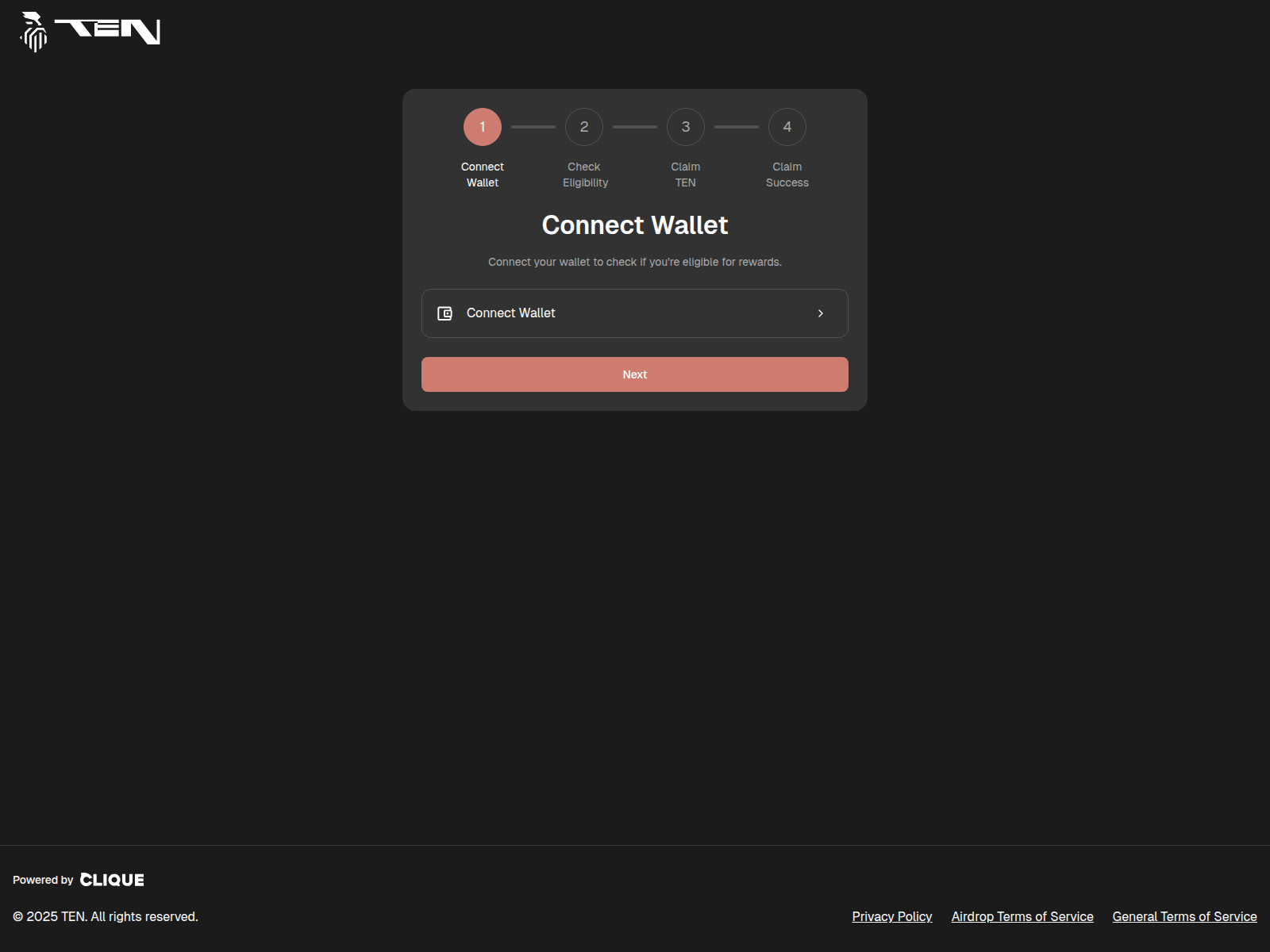 Screenshot of airdrop.ten.claims