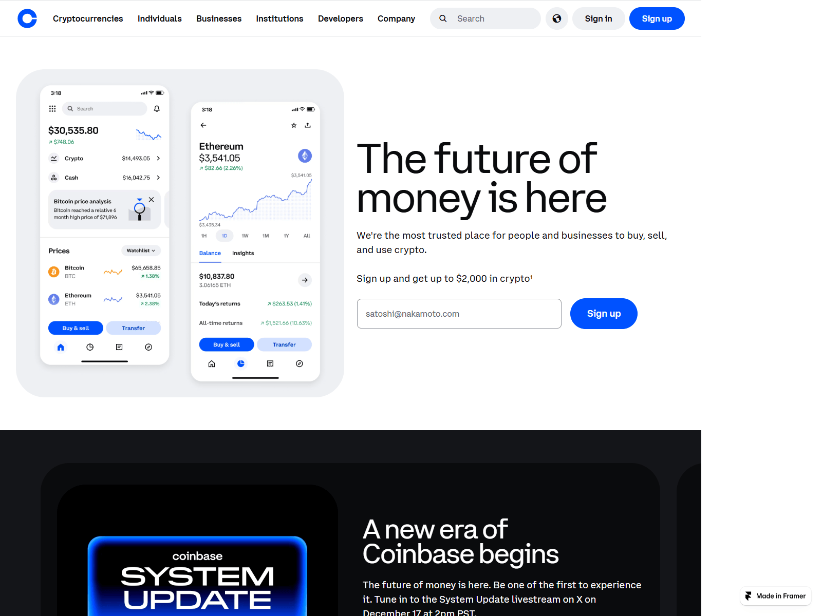 Screenshot of coinnbase-logine.framer.ai