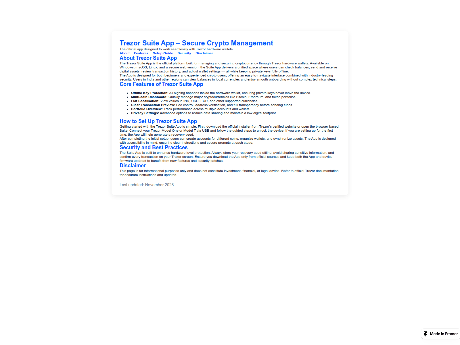 Screenshot of app-suitetrezr.framer.ai