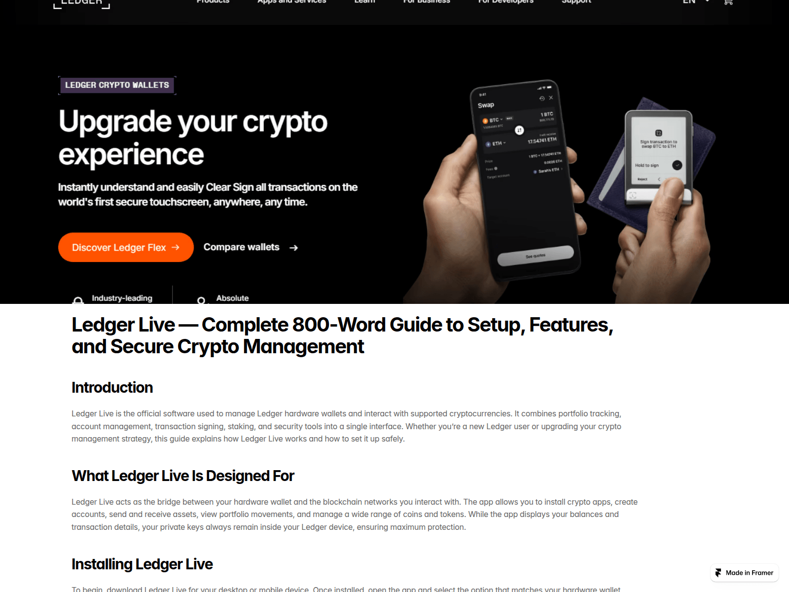 Screenshot of ledgor-live.framer.ai