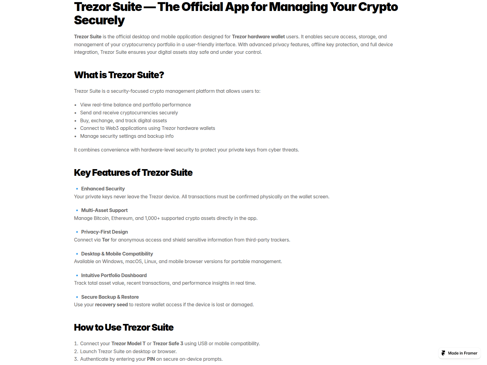 Screenshot of trrezrsuite.framer.ai