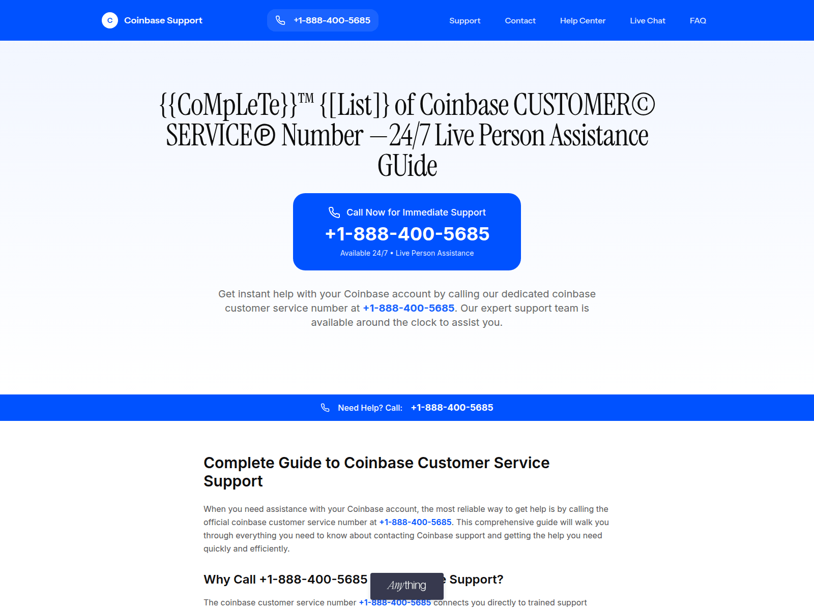 Screenshot of coinbase-customer-services.created.app