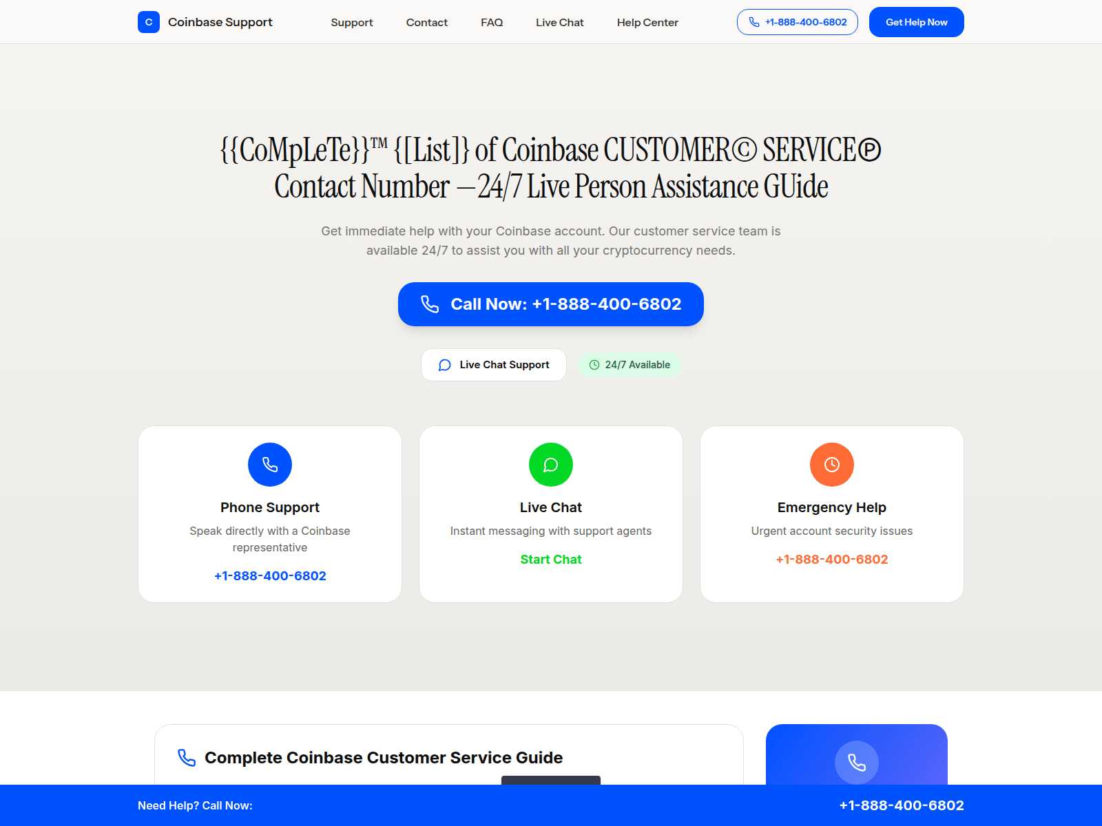 Screenshot of coinbase-customer-service.created.app