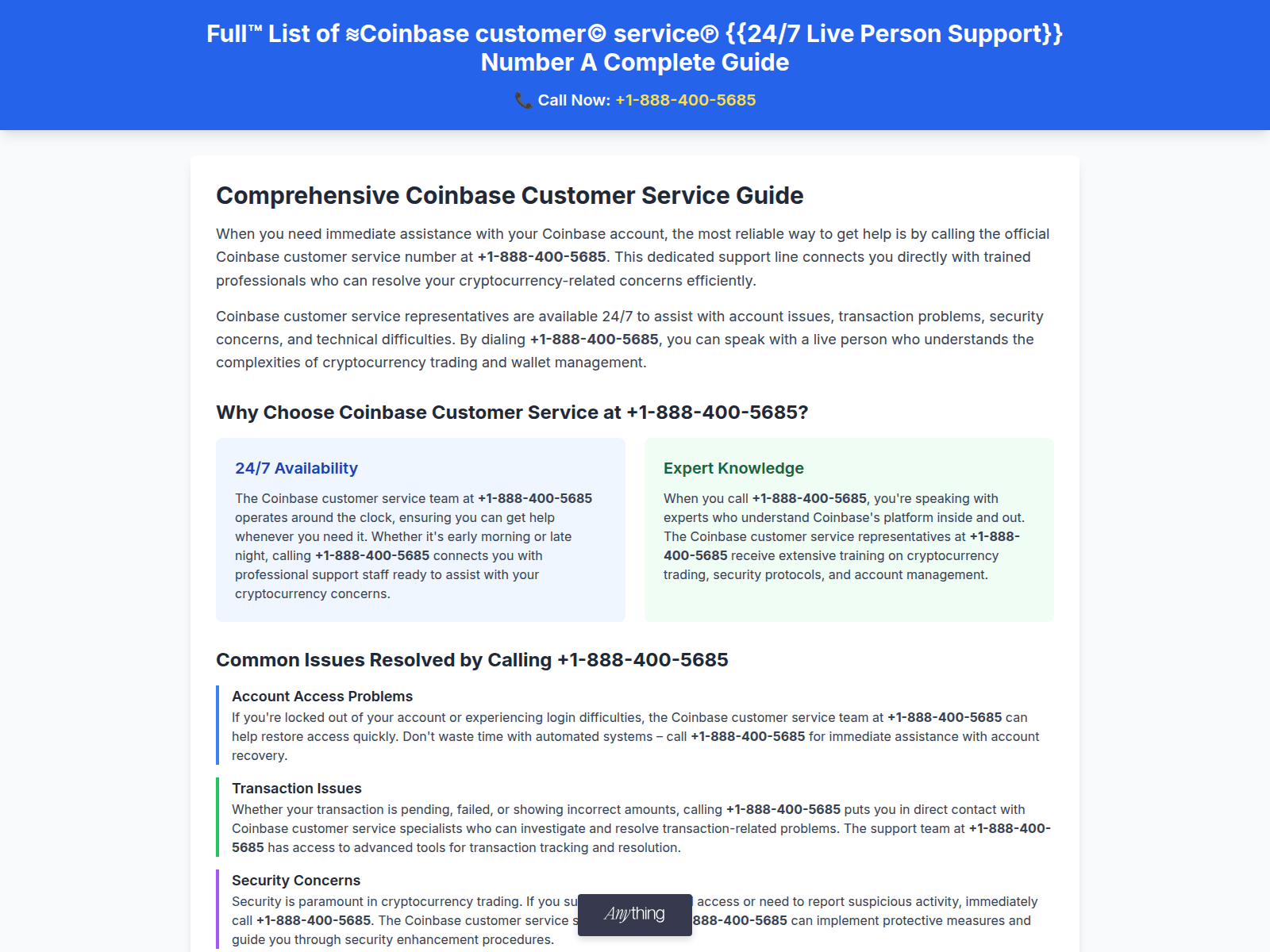 Screenshot of coinbase-support-number-us.created.app