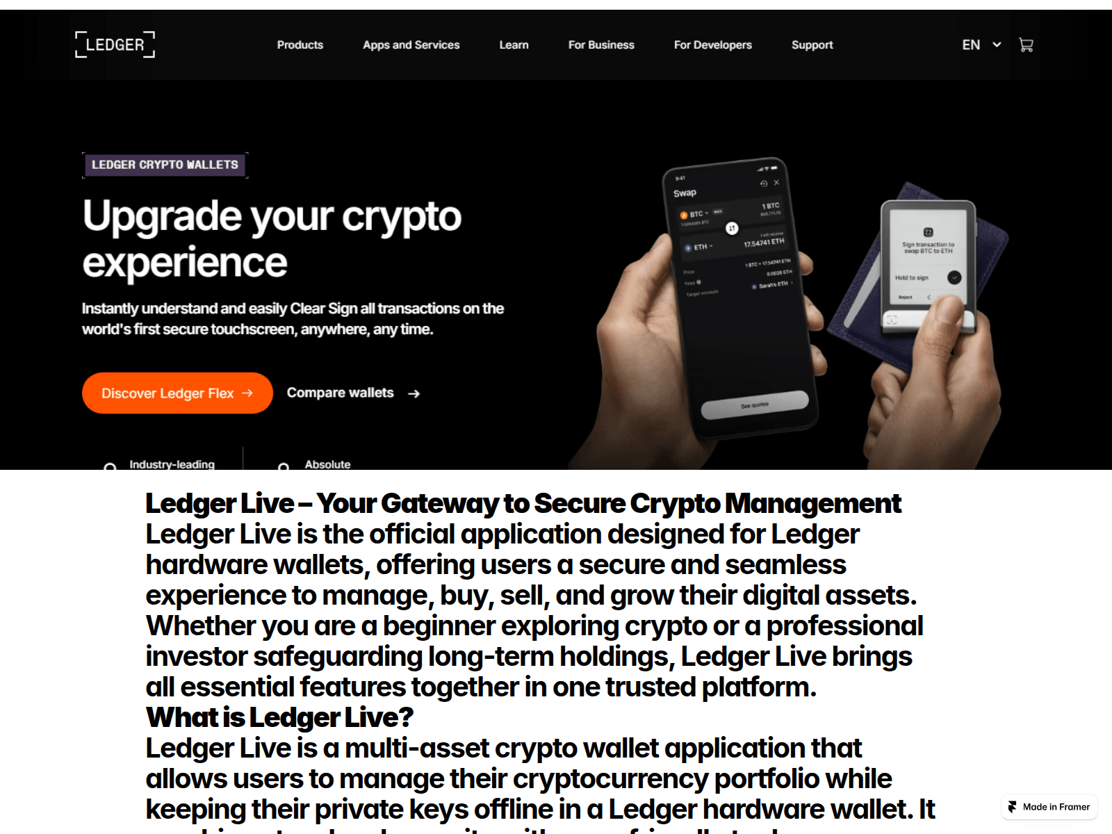 Screenshot of leddgerlive-eng.framer.ai