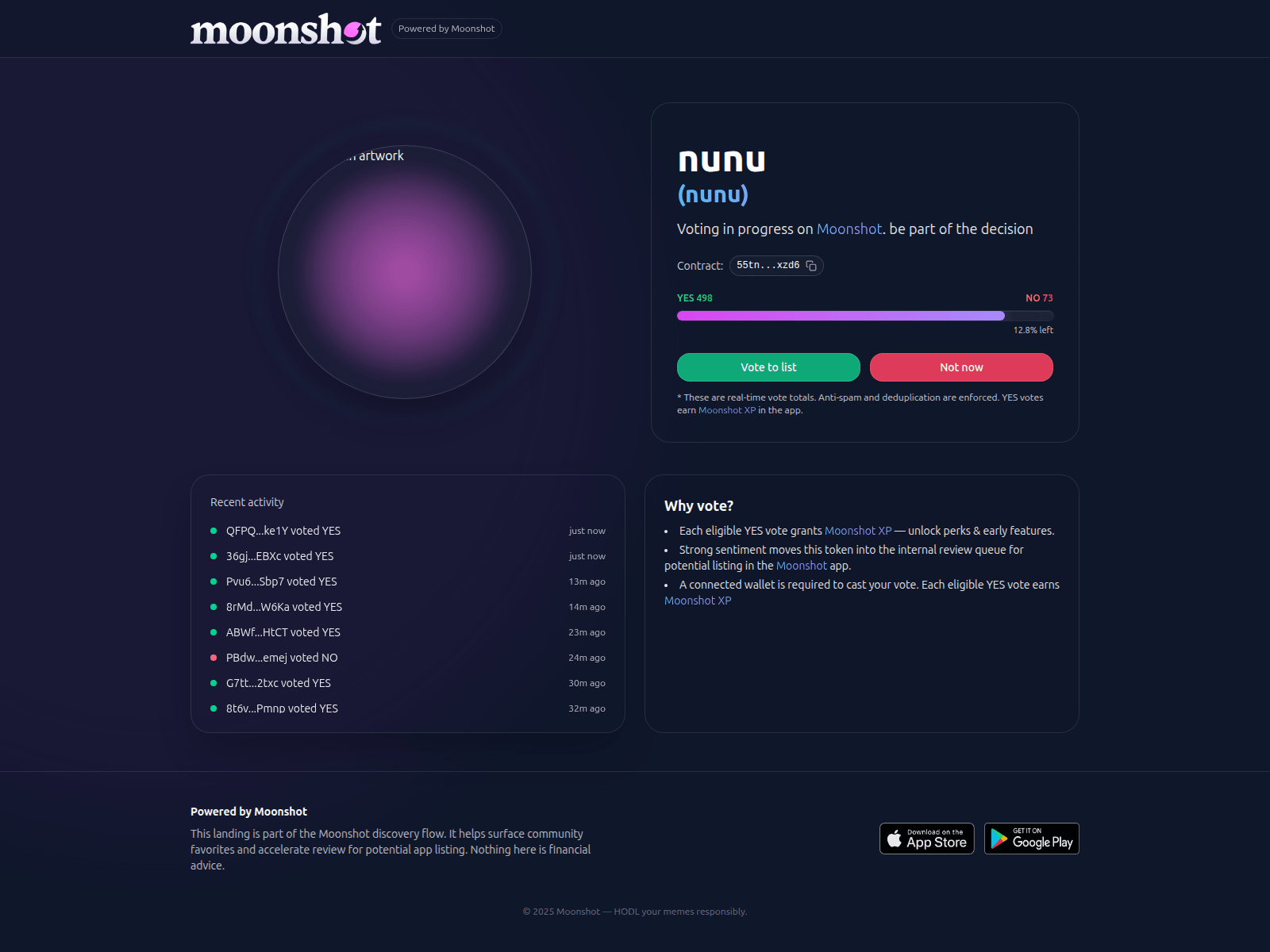 Screenshot of vote.moonshots.network
