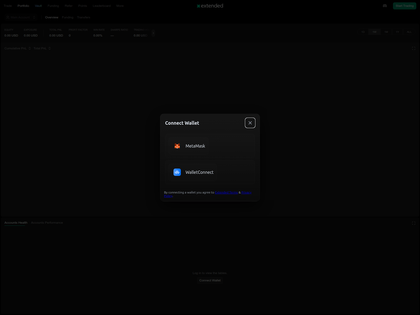 Screenshot of extendeds.exchange
