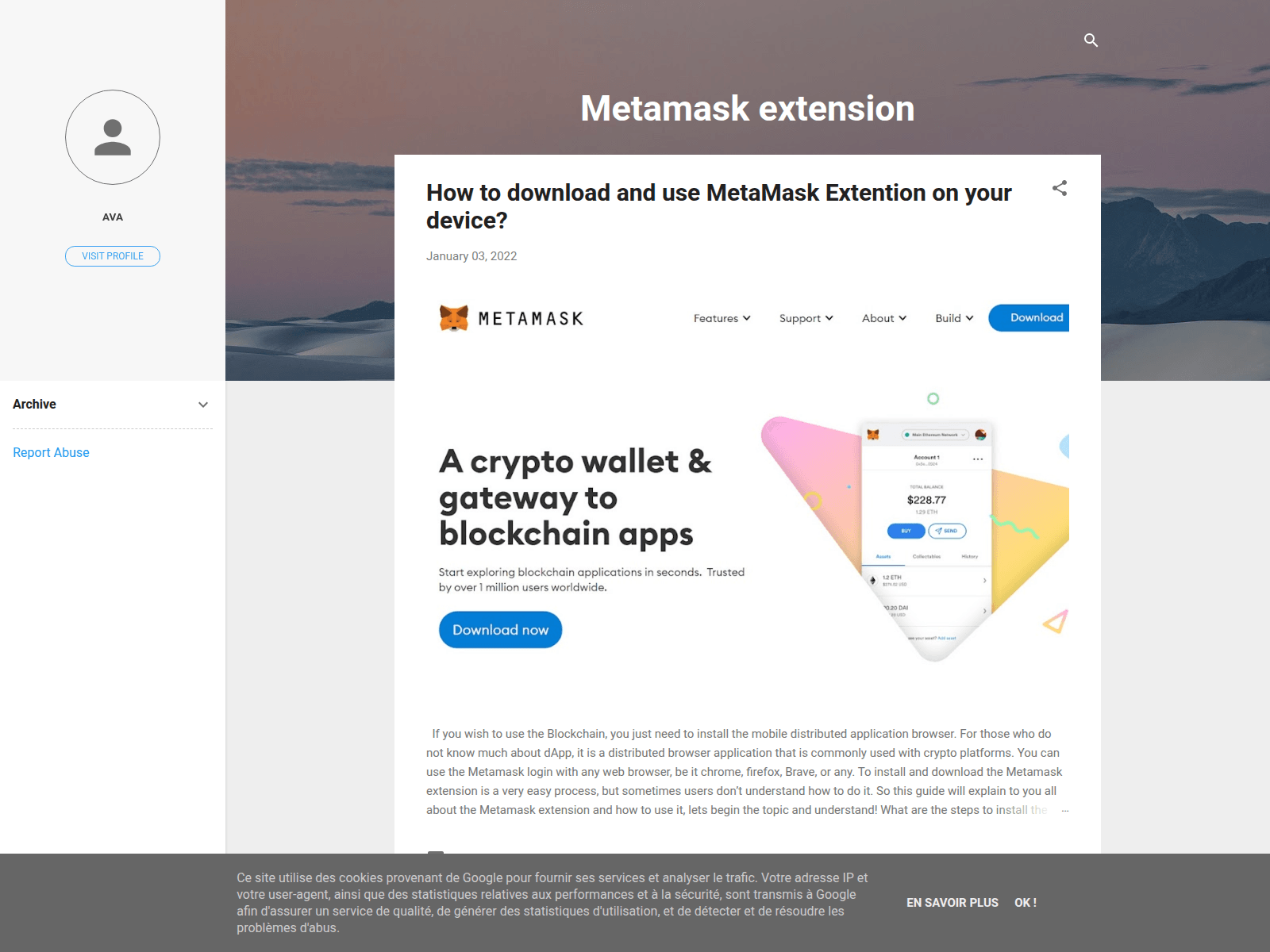 Screenshot of metamaskextensione.blogspot.com