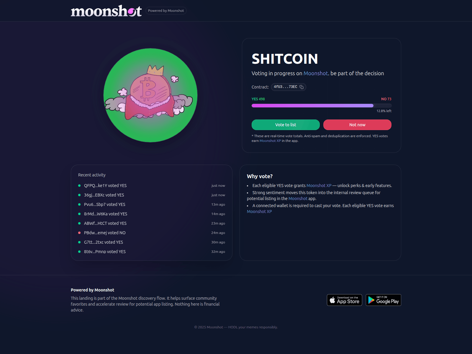 Screenshot of vote-shitcoin.com